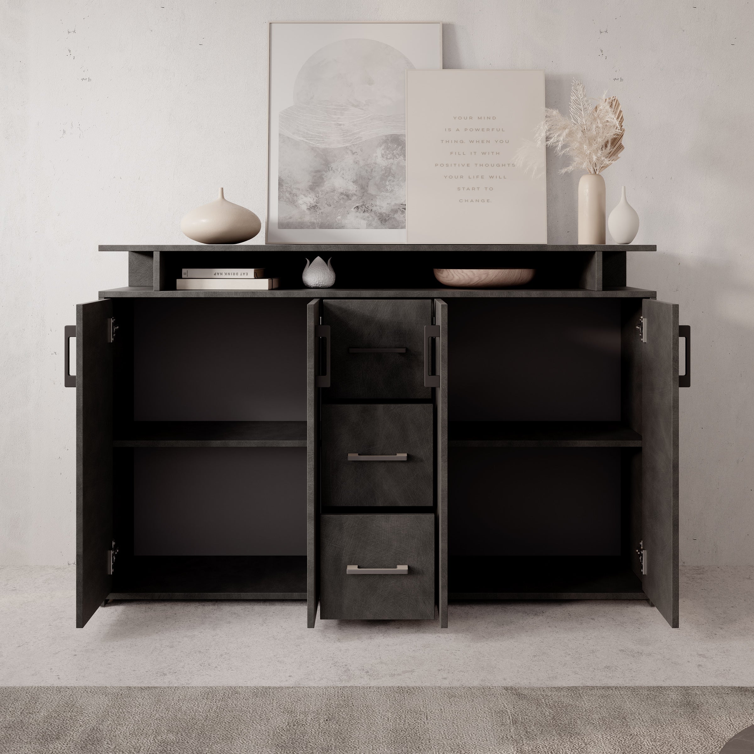 Duna - Dressoir - Grijs - 139x34x90 cm