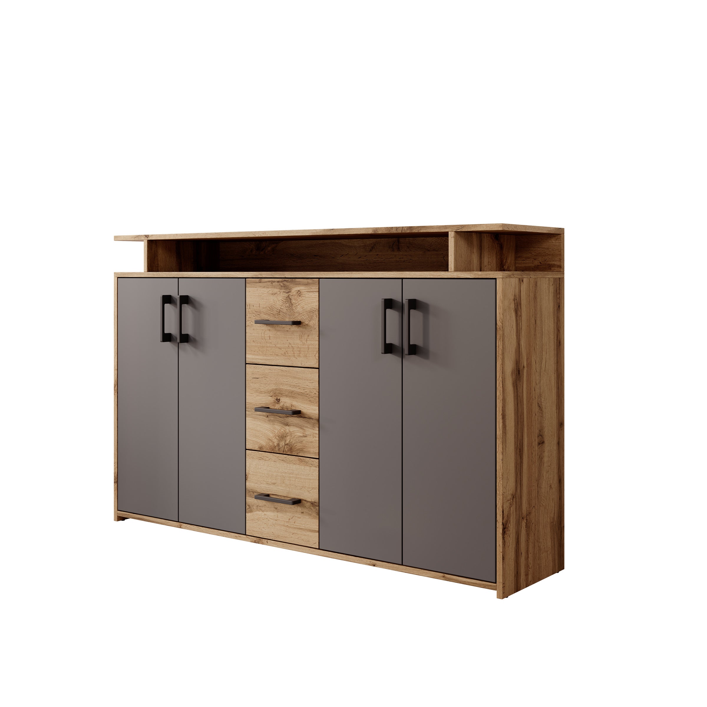 Duna 2 - Dressoir - Eikenpatroon/Antraciet - 139x34x90 cm