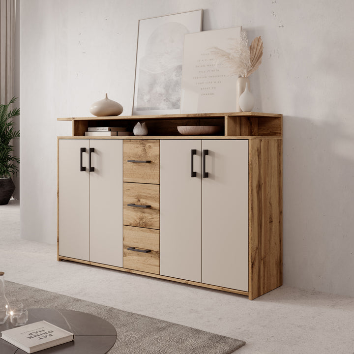 Duna 2 - Dressoir - Eikenpatroon/Beige - 139x34x90 cm