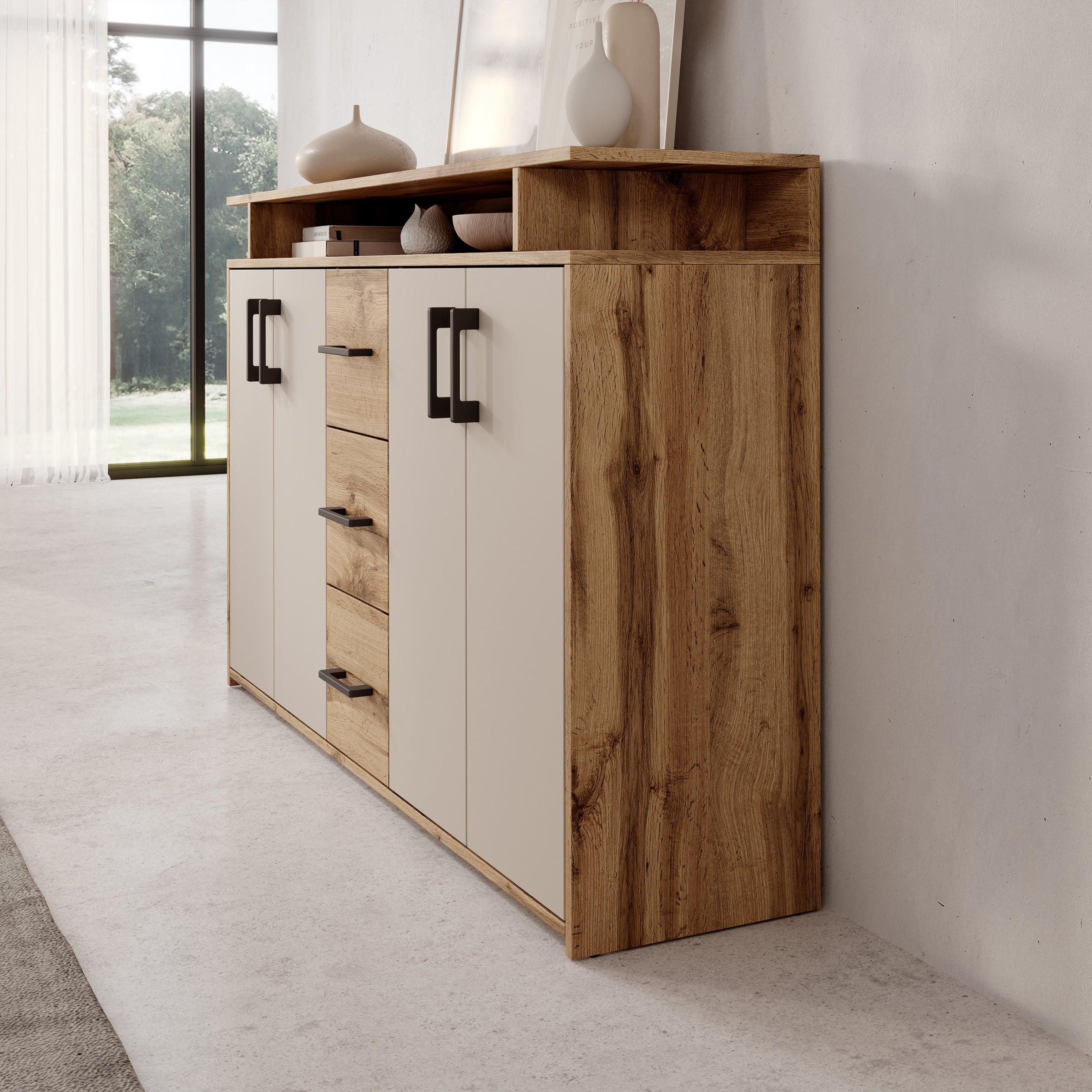 Duna 2 - Dressoir - Eikenpatroon/Beige - 139x34x90 cm