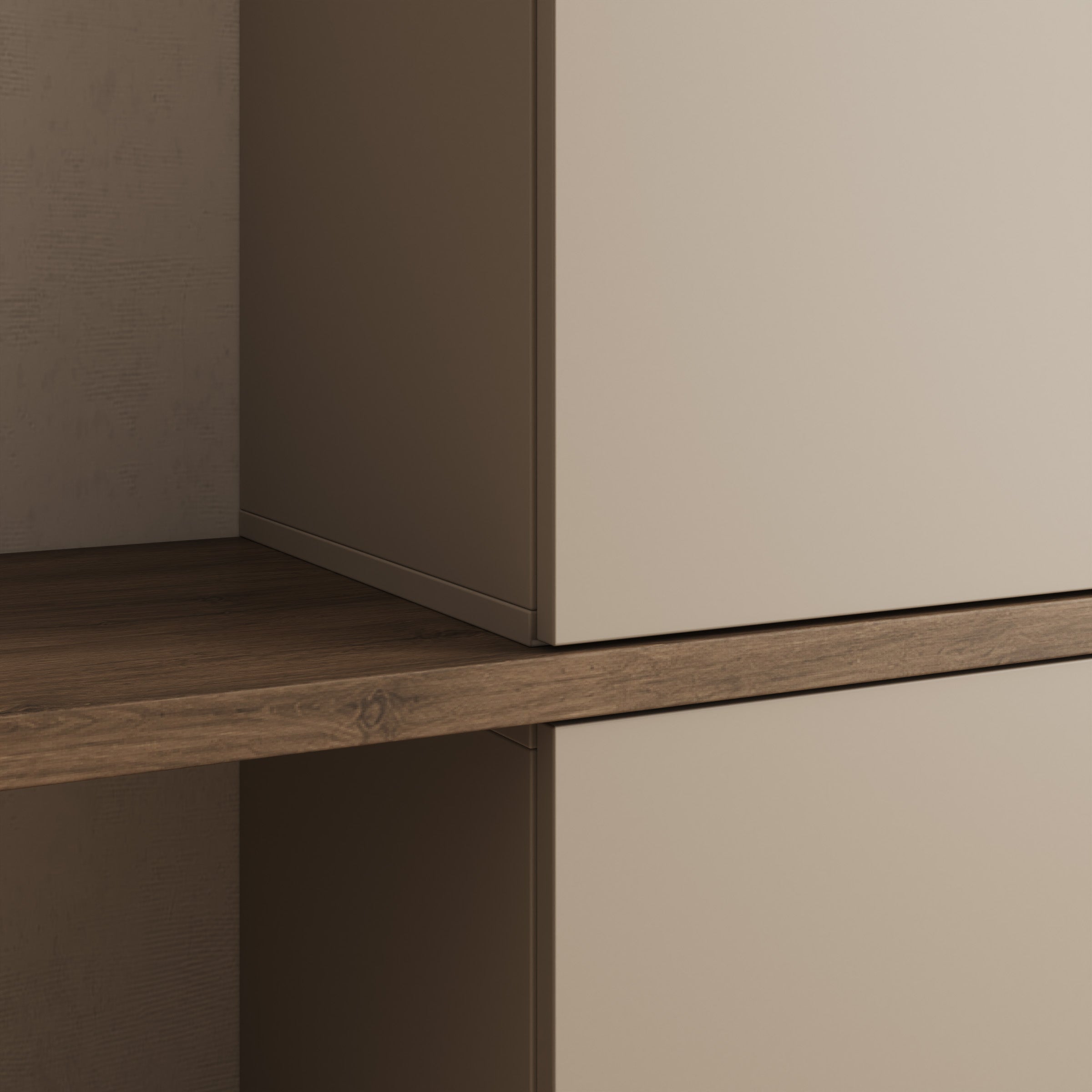 Dutch - Wandmeubel - Walnootpatroon/Beige - 308x39x201 cm