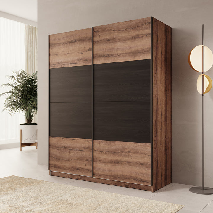 Duvano - Kledingkast 2 schuifdeuren - Eikenpatroon - 170x61x210 cm