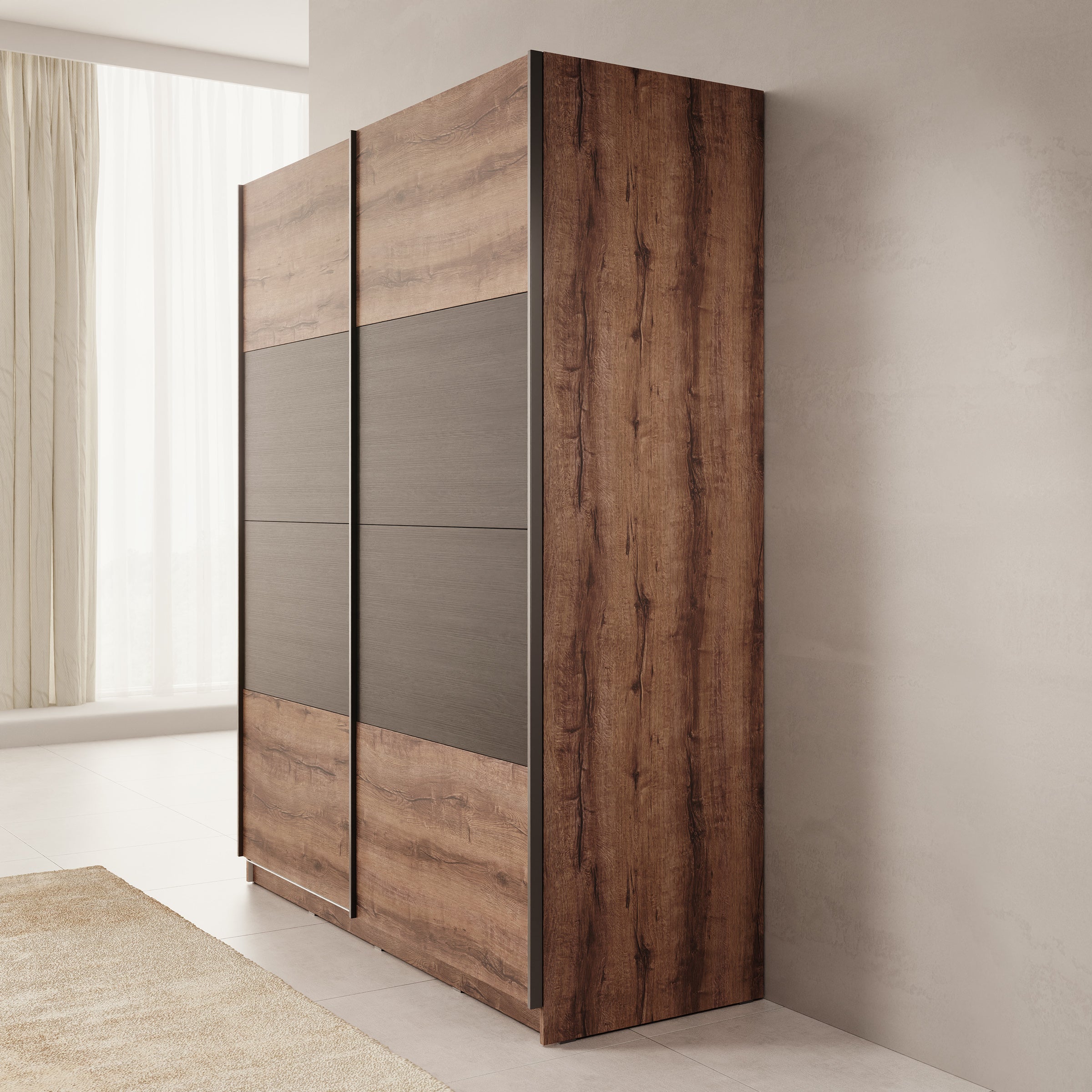 Duvano - Kledingkast 2 schuifdeuren - Eikenpatroon - 170x61x210 cm