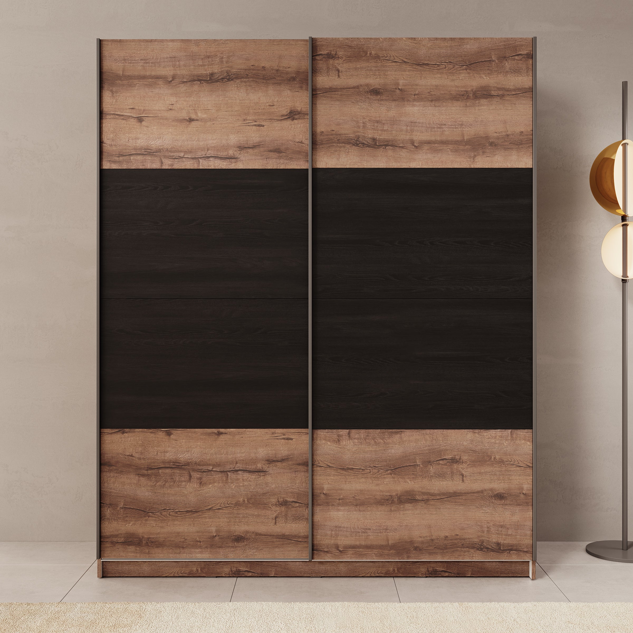 Duvano - Kledingkast 2 schuifdeuren - Eikenpatroon - 170x61x210 cm