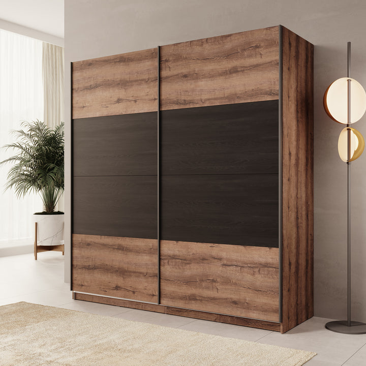 Duvano - Kledingkast 2 schuifdeuren - Eikenpatroon - 200x61x210 cm