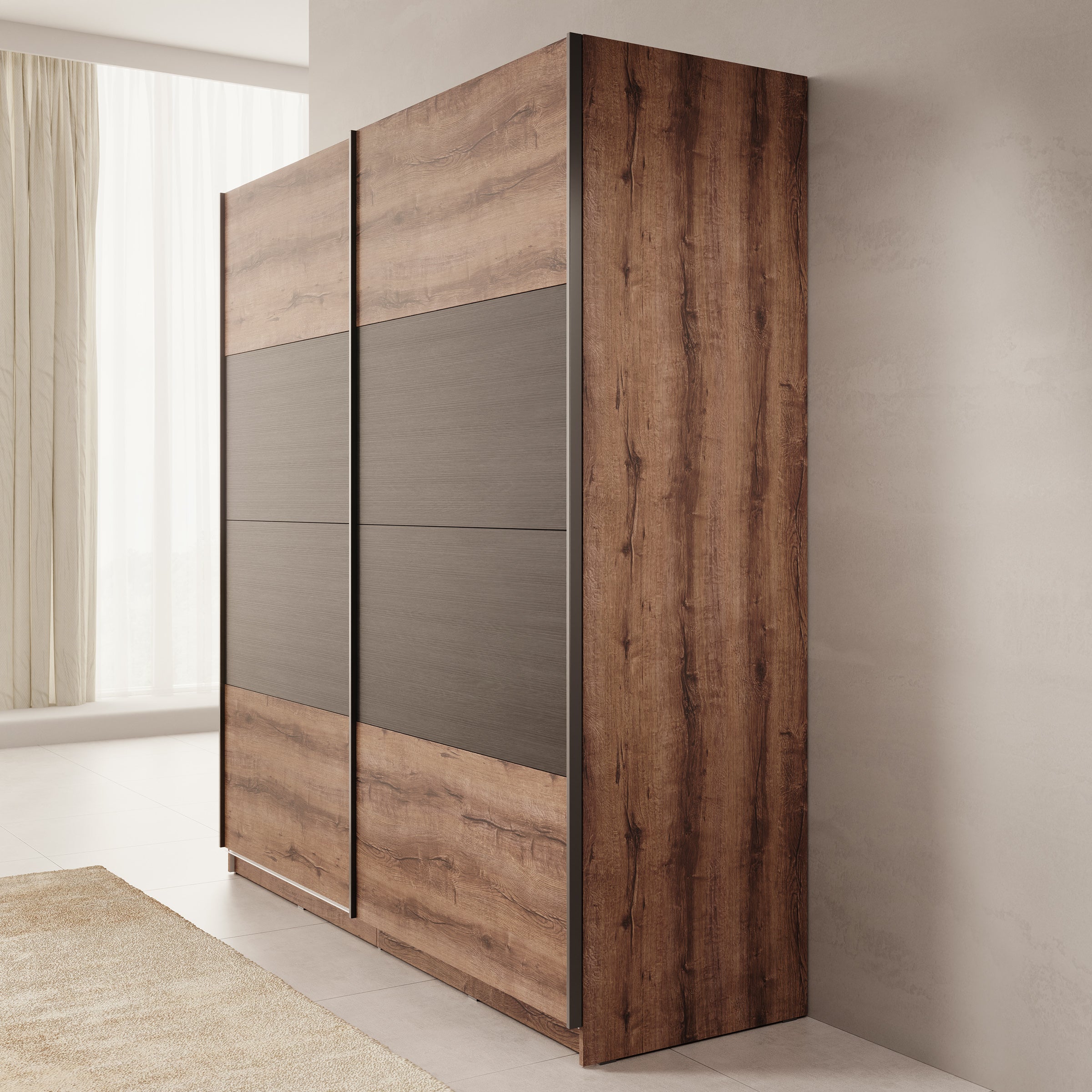 Duvano - Kledingkast 2 schuifdeuren - Eikenpatroon - 200x61x210 cm