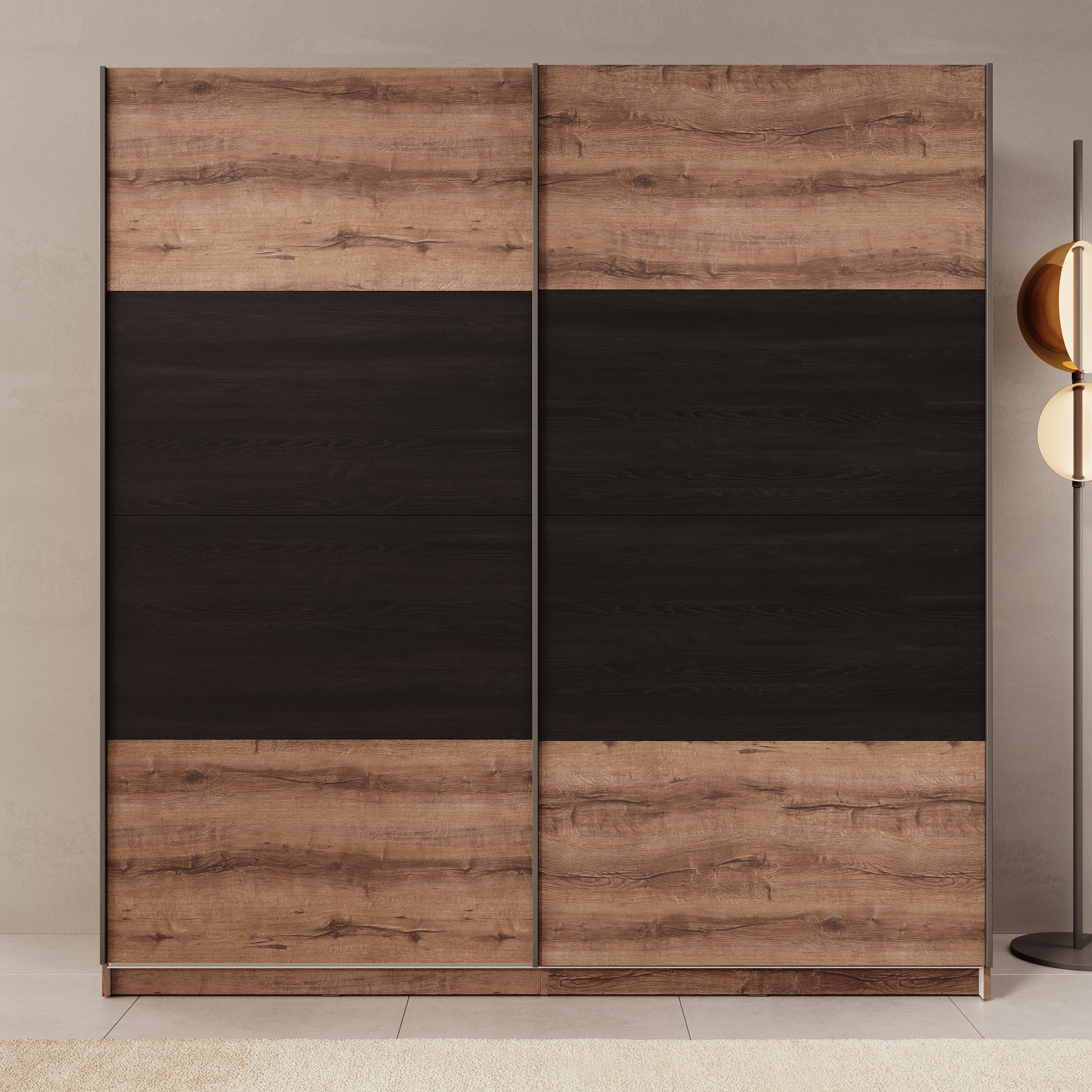 Duvano - Kledingkast 2 schuifdeuren - Eikenpatroon - 200x61x210 cm