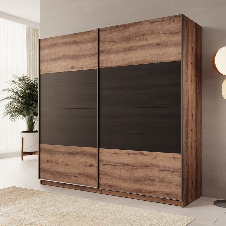 Duvano - Kledingkast 2 schuifdeuren - Eikenpatroon - 220x61x210 cm