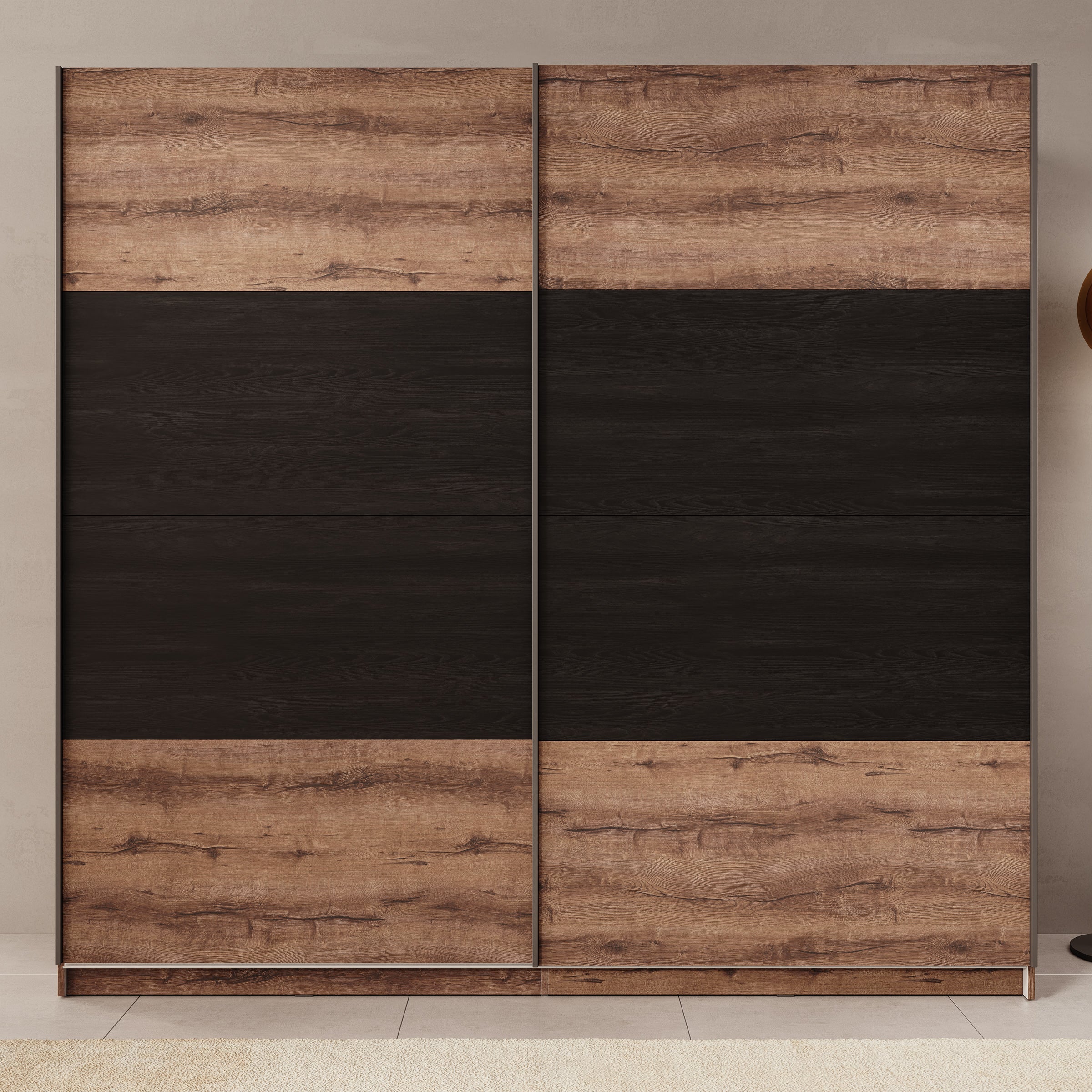 Duvano - Kledingkast 2 schuifdeuren - Eikenpatroon - 220x61x210 cm