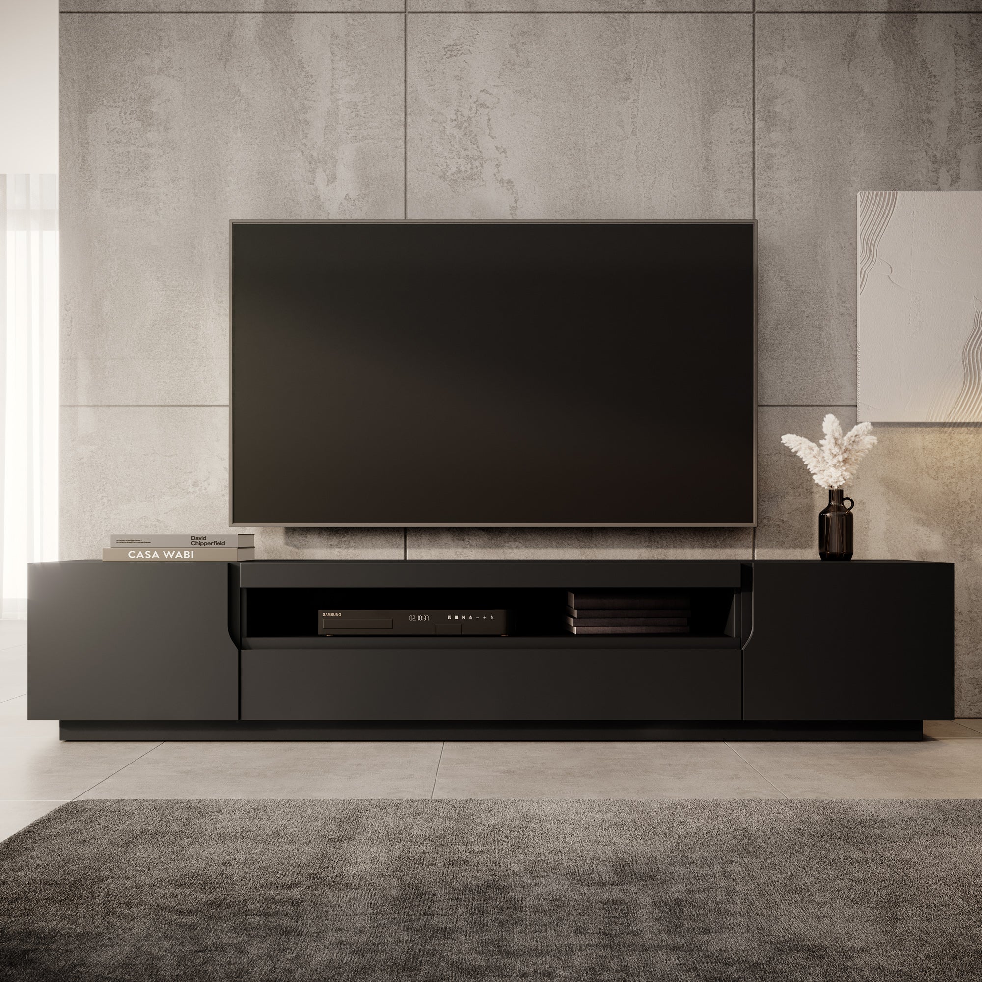 Dylan - TV-Meubel - Mat zwart - 200x37x36 cm