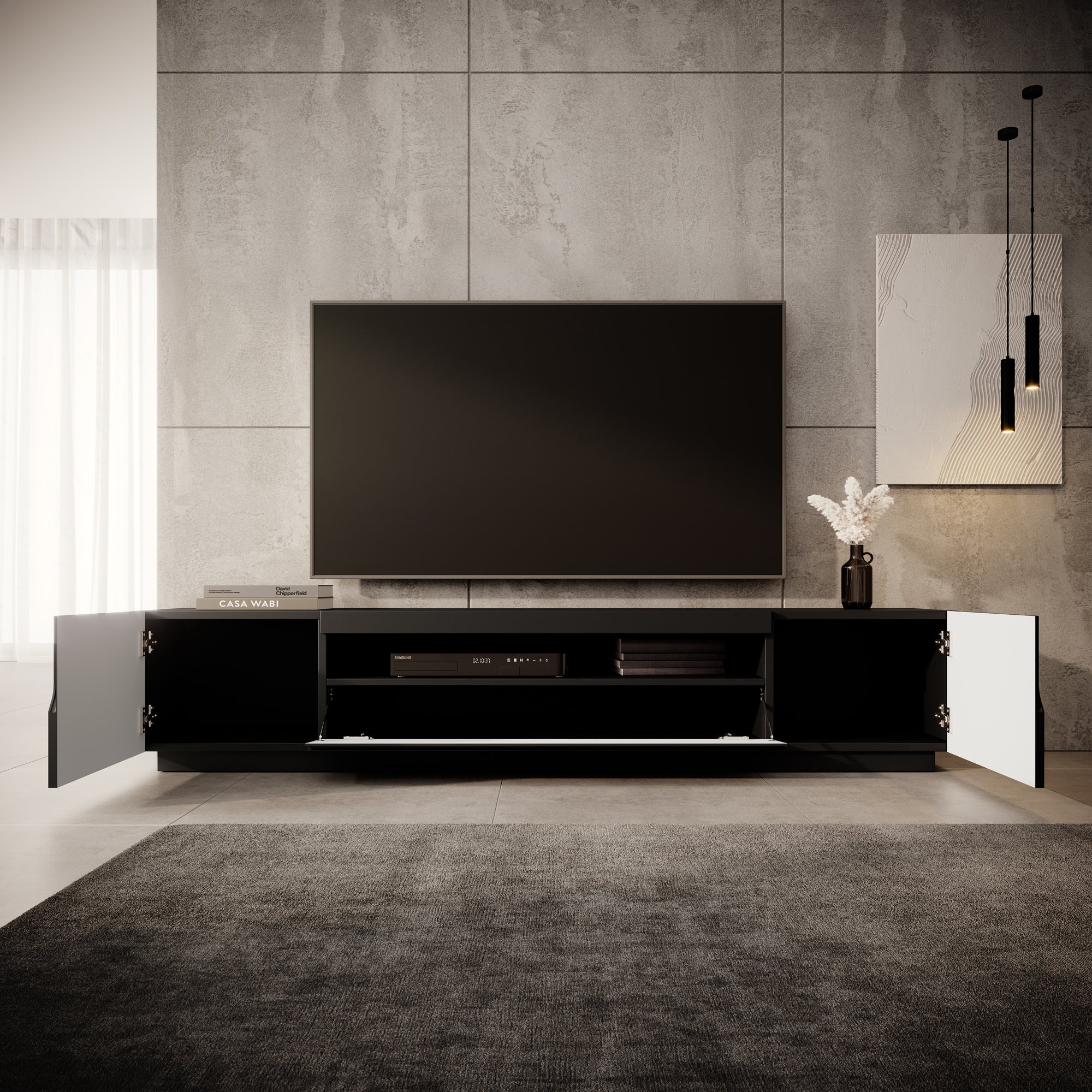 Dylan - TV-Meubel - Mat zwart - 200x37x36 cm