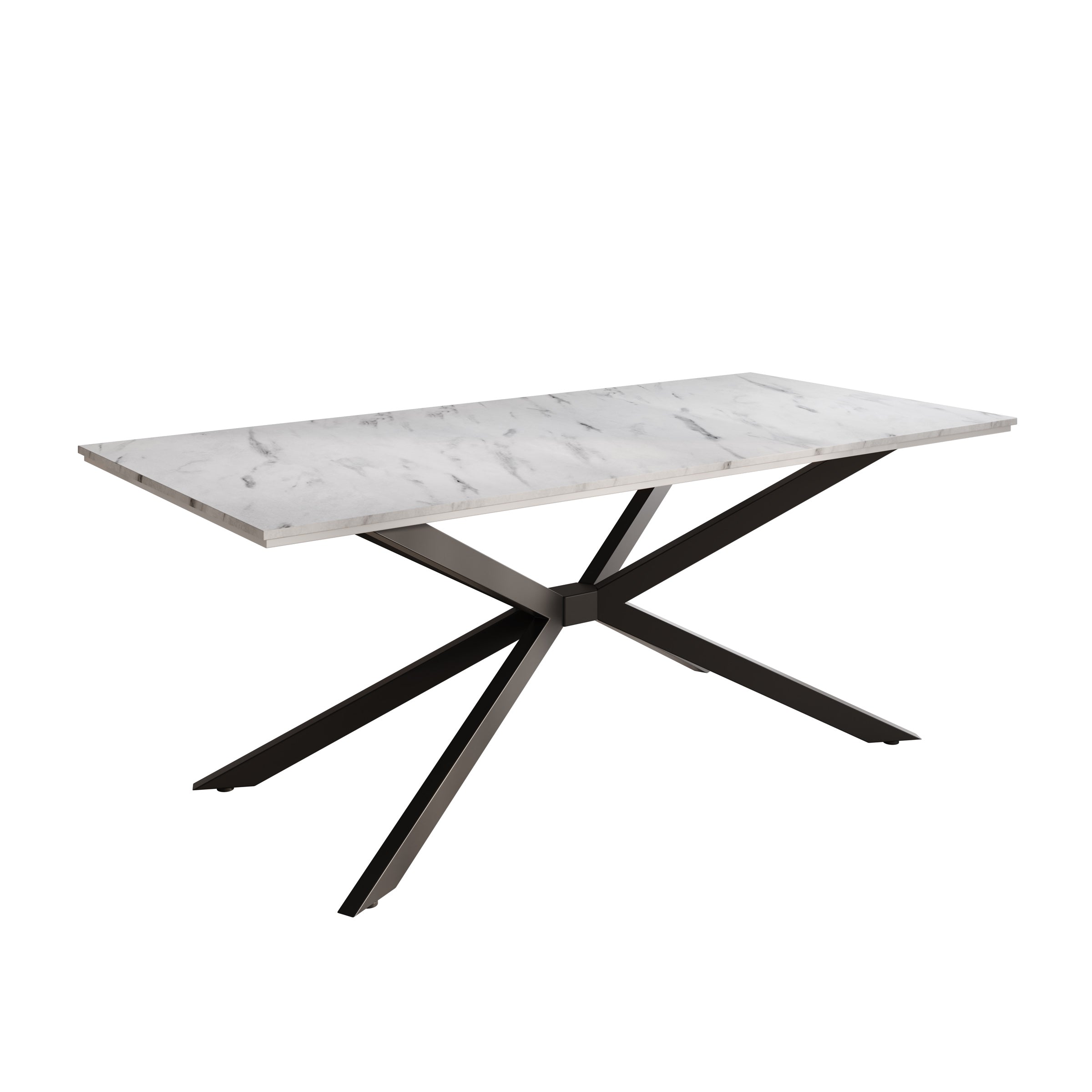 Eetkamertafel Faithley - Wit marmerlook - 190x90x74 cm