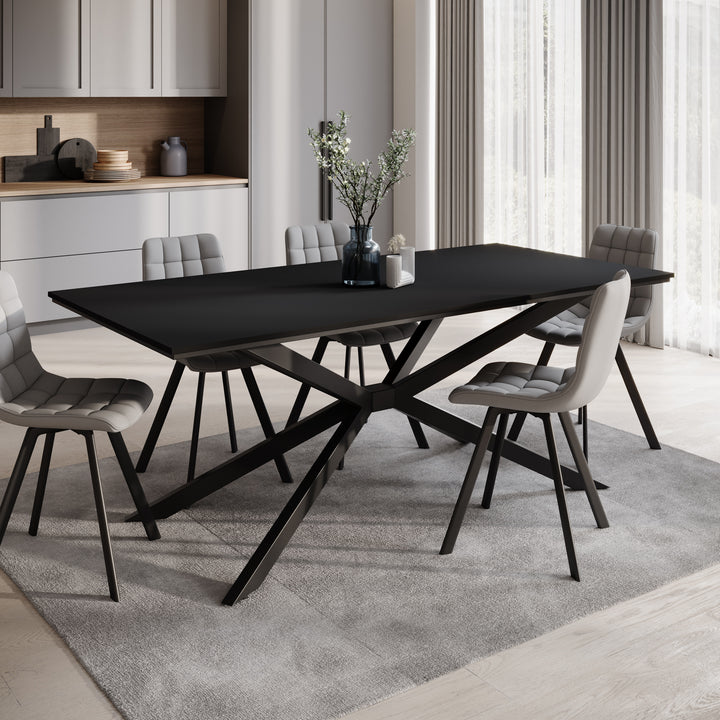 Eetkamertafel Faithley - Zwart - 190x90x74 cm