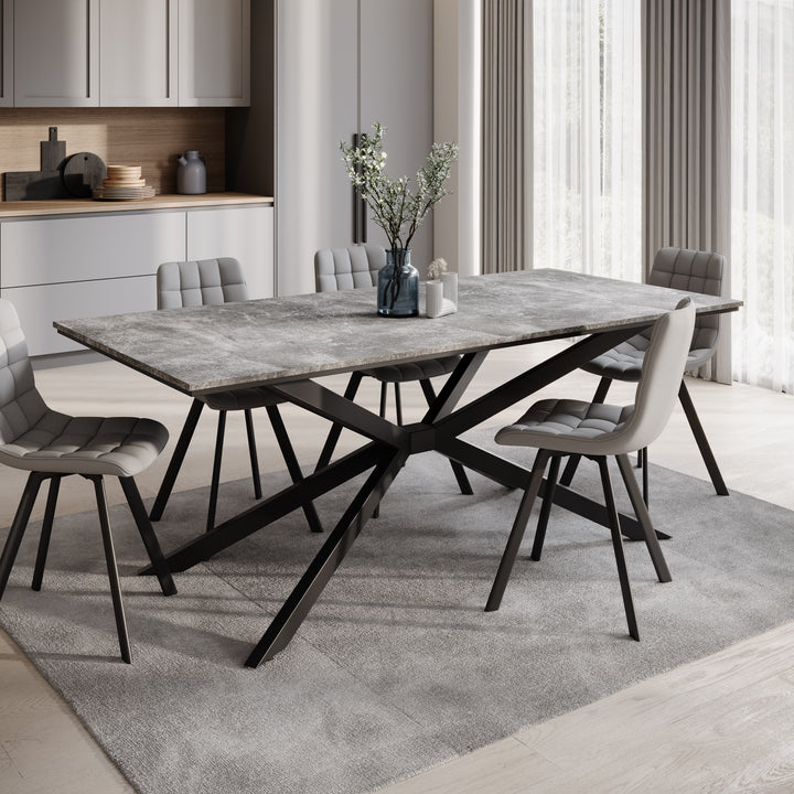 Faithley - Eetkamertafel - Betonlook - 190x90x74 cm