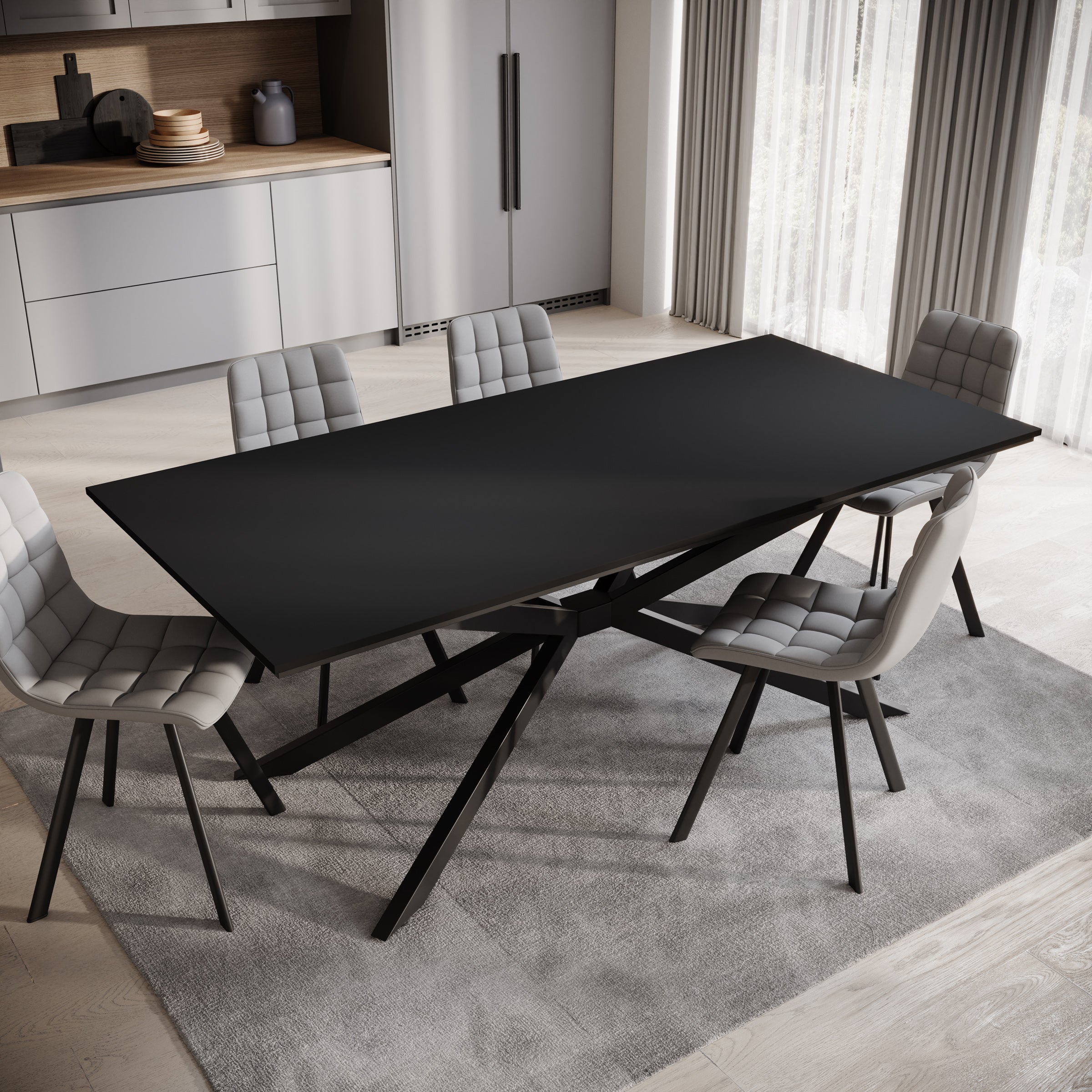 Eetkamertafel Faithley - Zwart - 190x90x74 cm