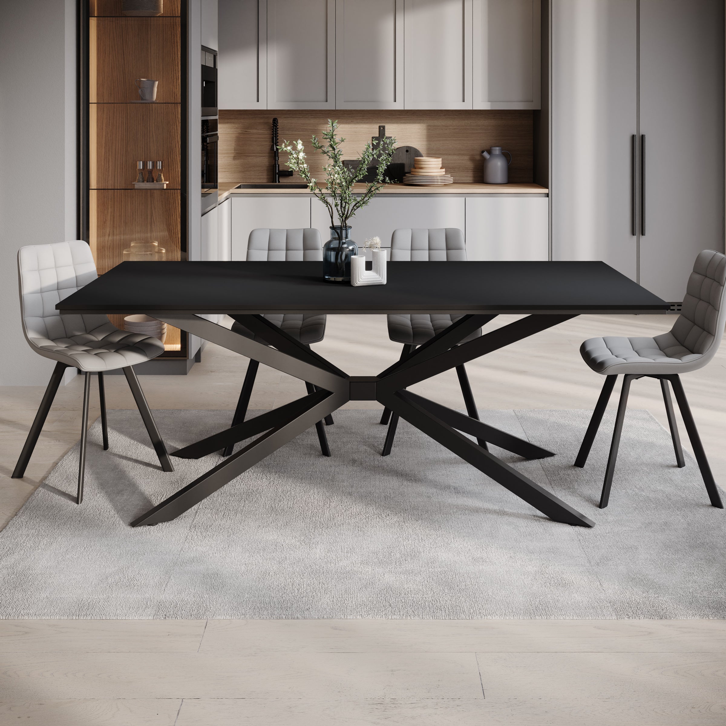 Eetkamertafel Faithley - Zwart - 190x90x74 cm