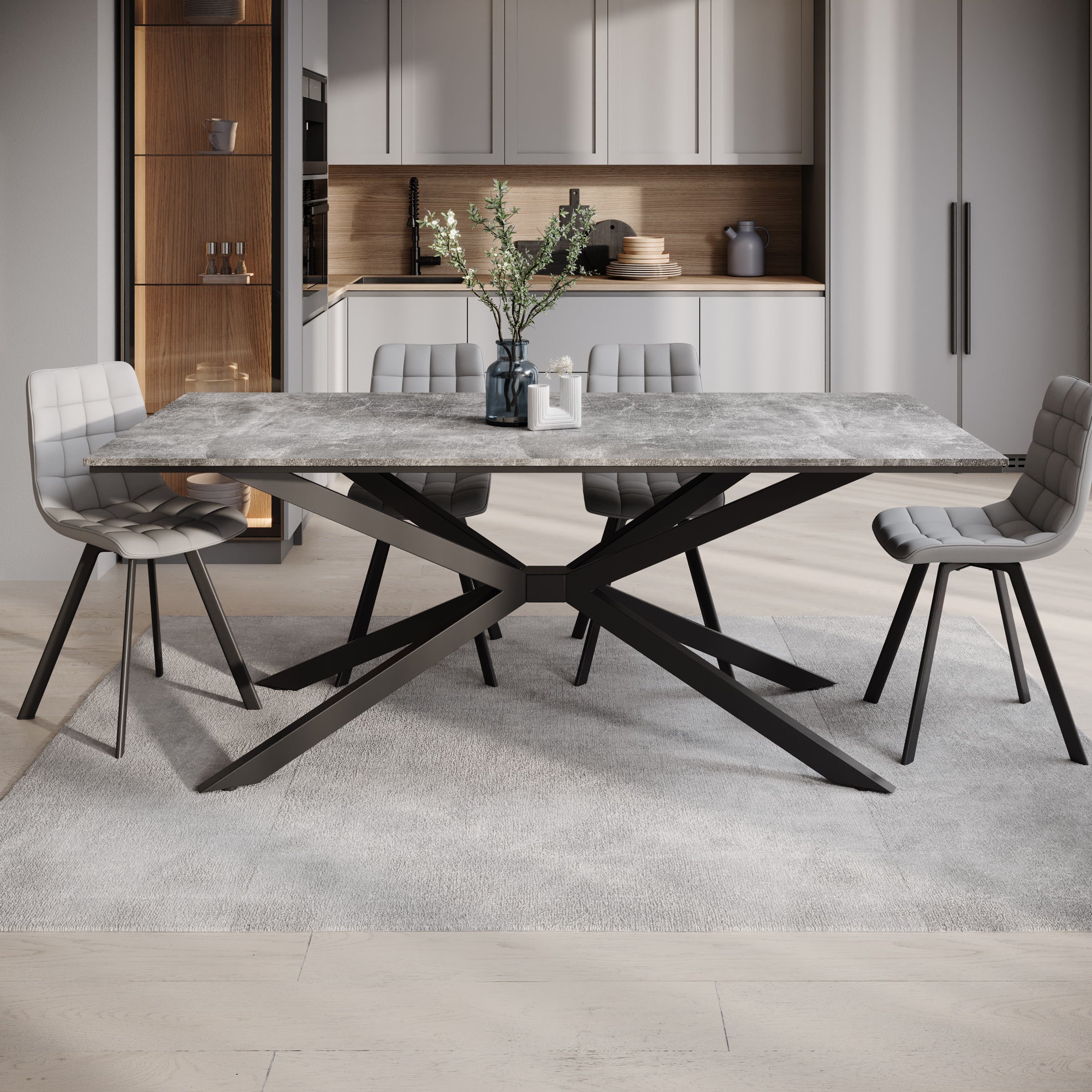 Faithley - Eetkamertafel - Betonlook - 190x90x74 cm