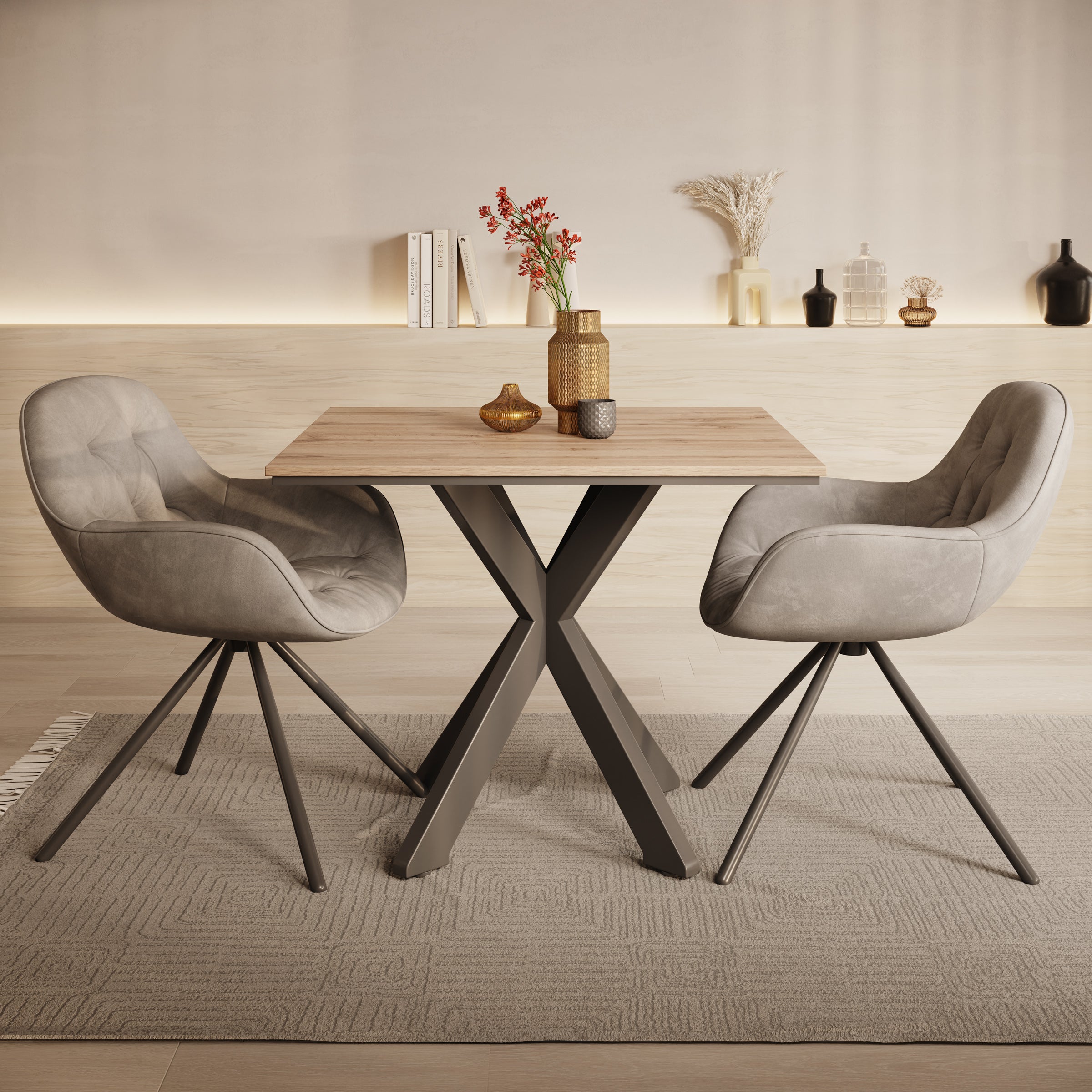 Pacey - Eetkamertafel - Eiken - 90x90x74 cm