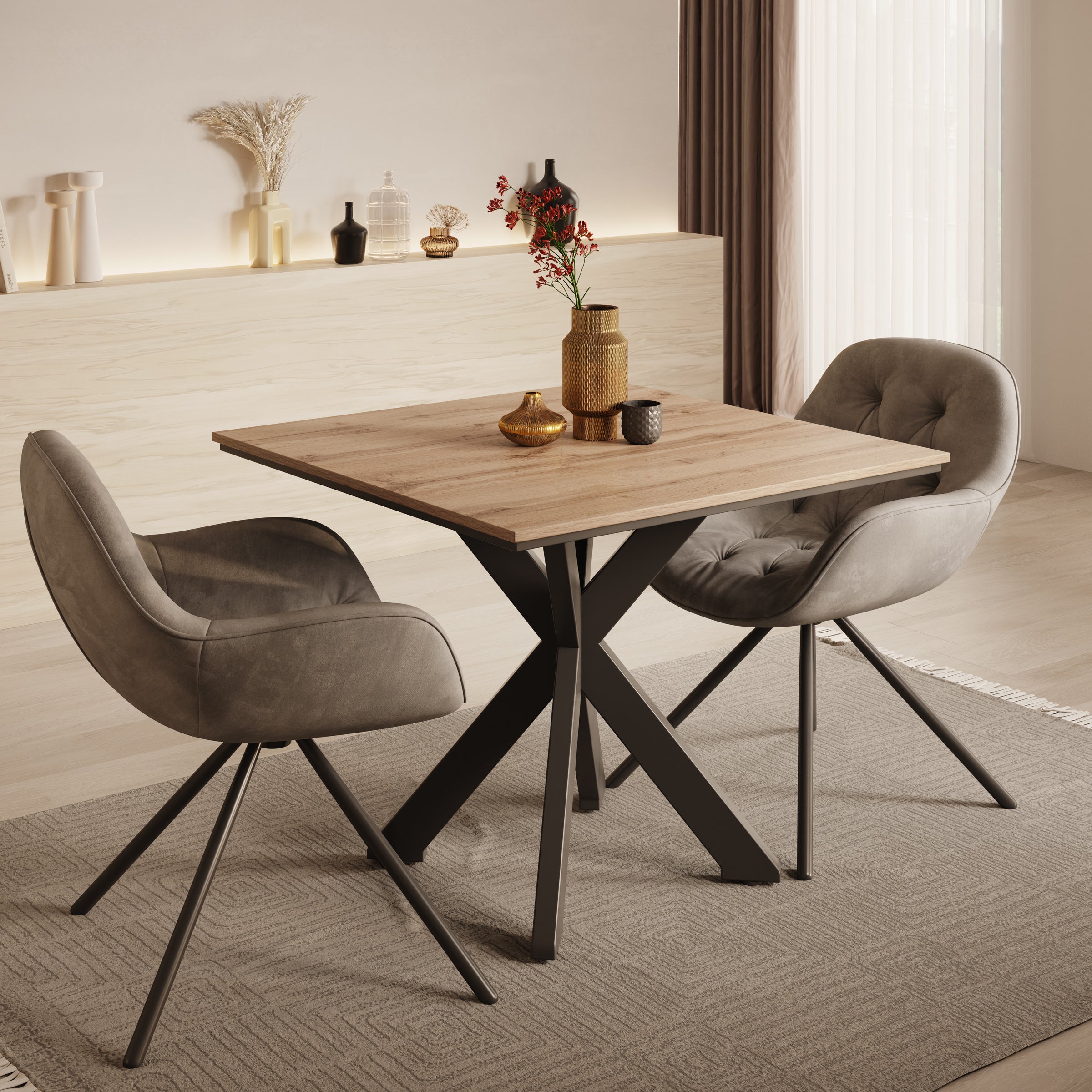 Pacey - Eetkamertafel - Eiken - 90x90x74 cm