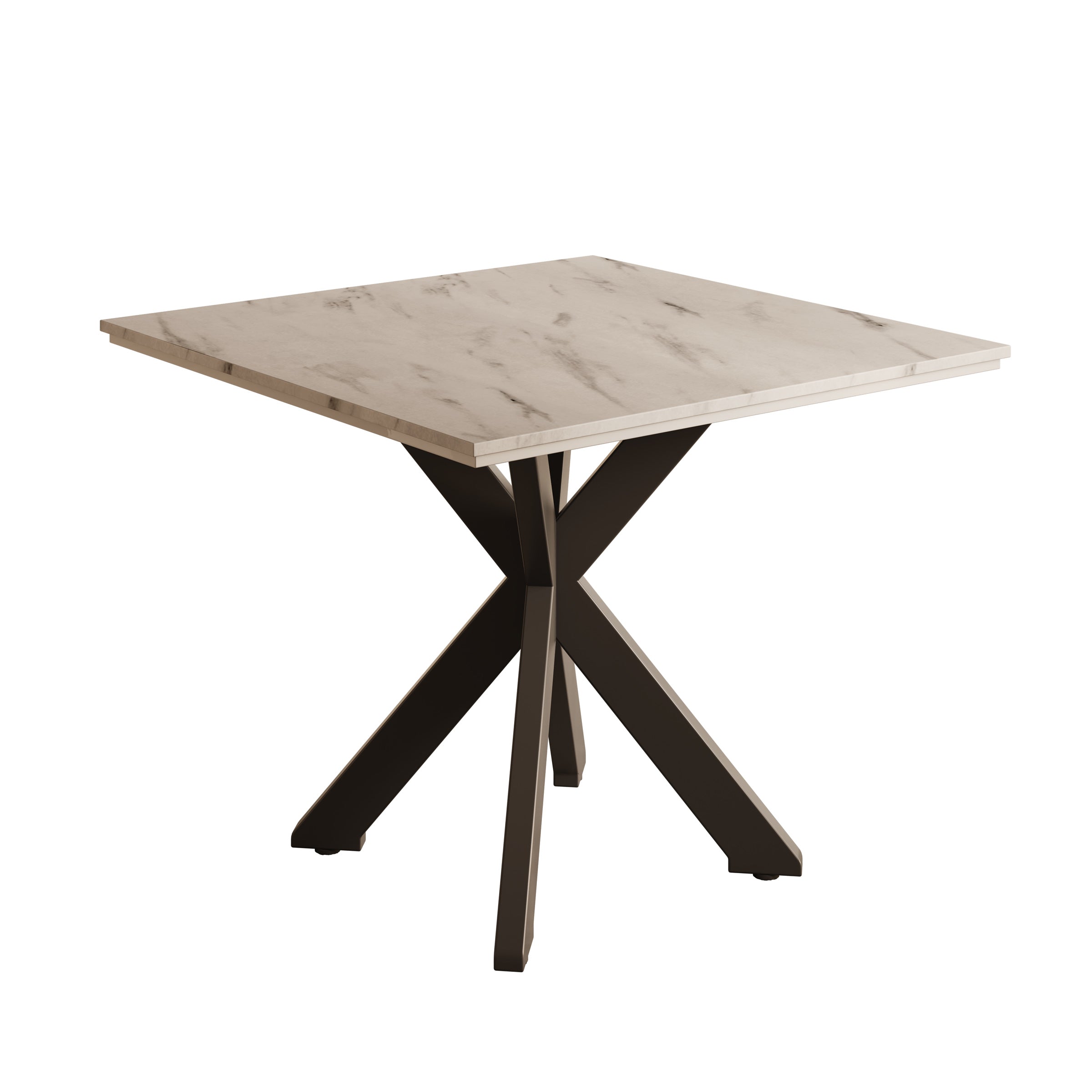 Pacey - Eetkamertafel - Wit marmerlook - 90x90x74 cm