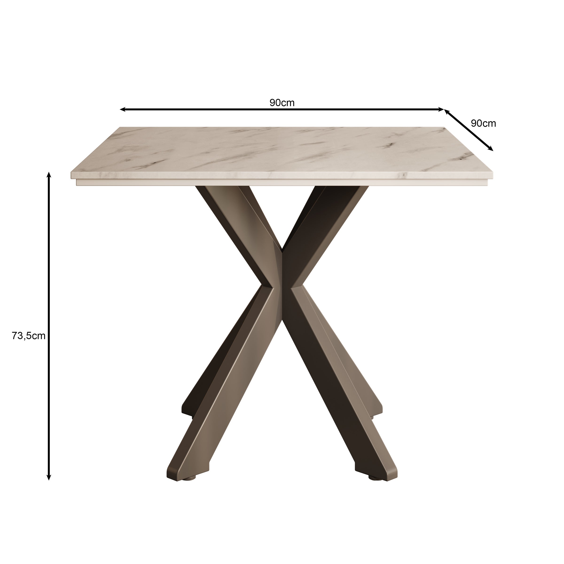 Pacey - Eetkamertafel - Zwart - 90x90x74 cm