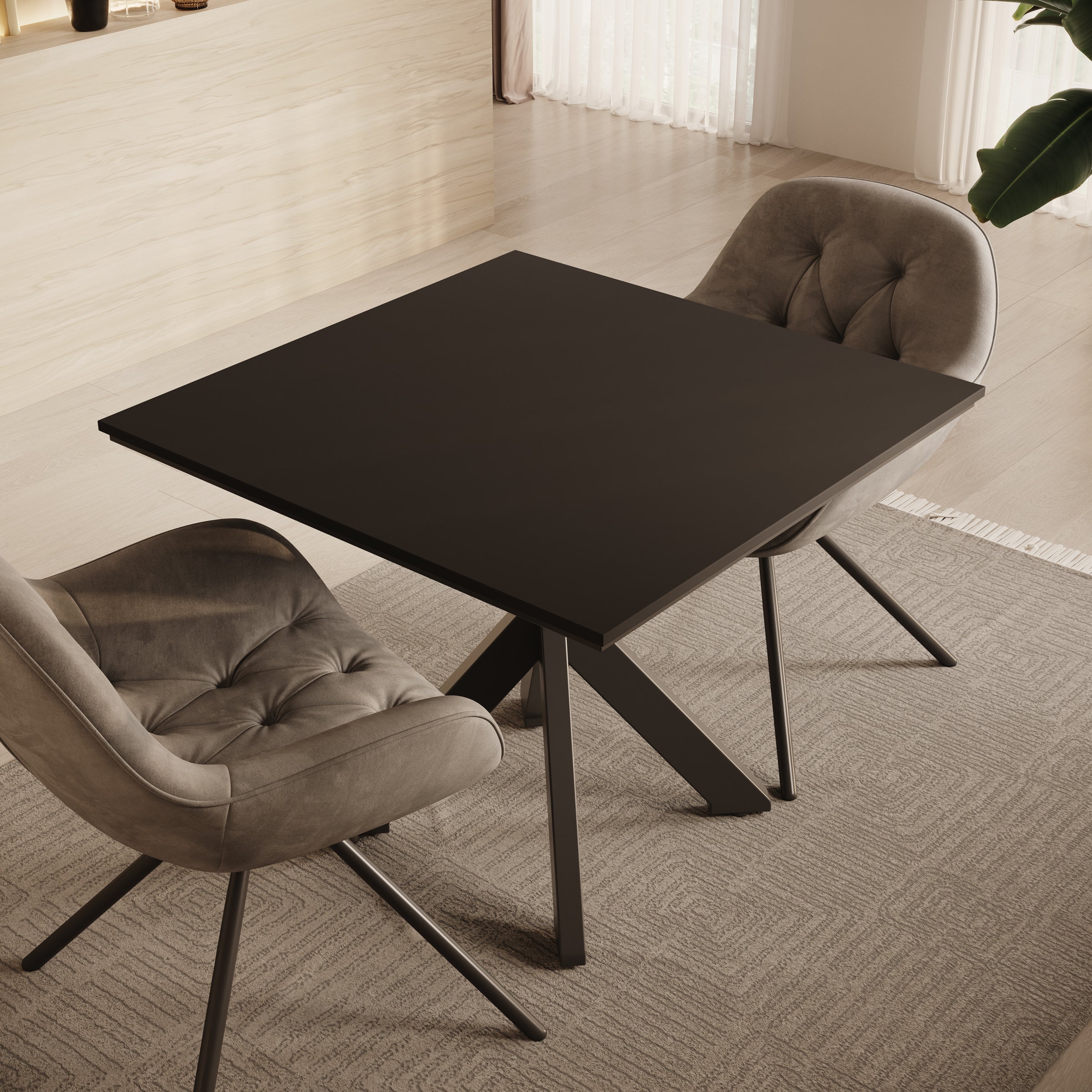 Pacey - Eetkamertafel - Zwart - 90x90x74 cm