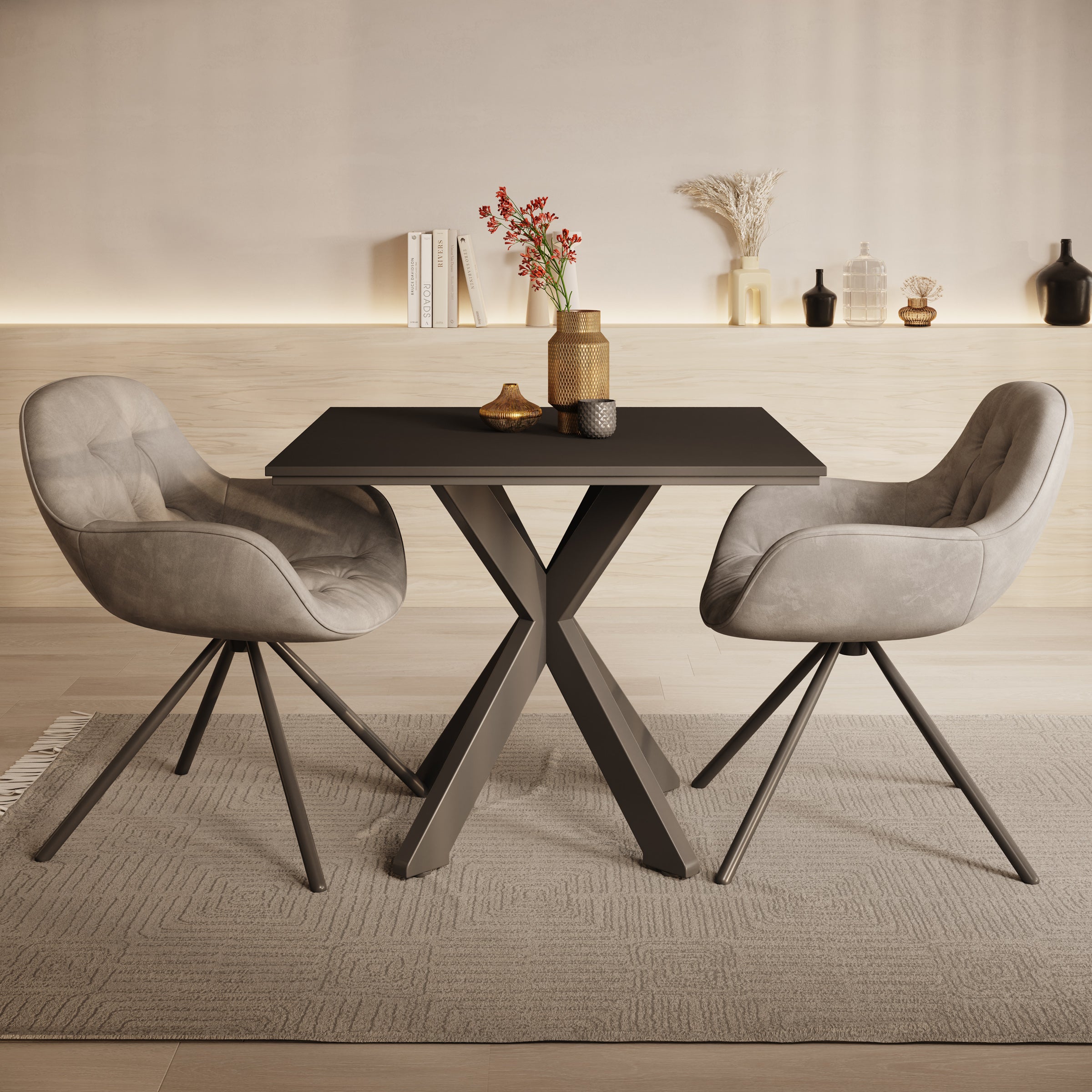 Pacey - Eetkamertafel - Zwart - 90x90x74 cm
