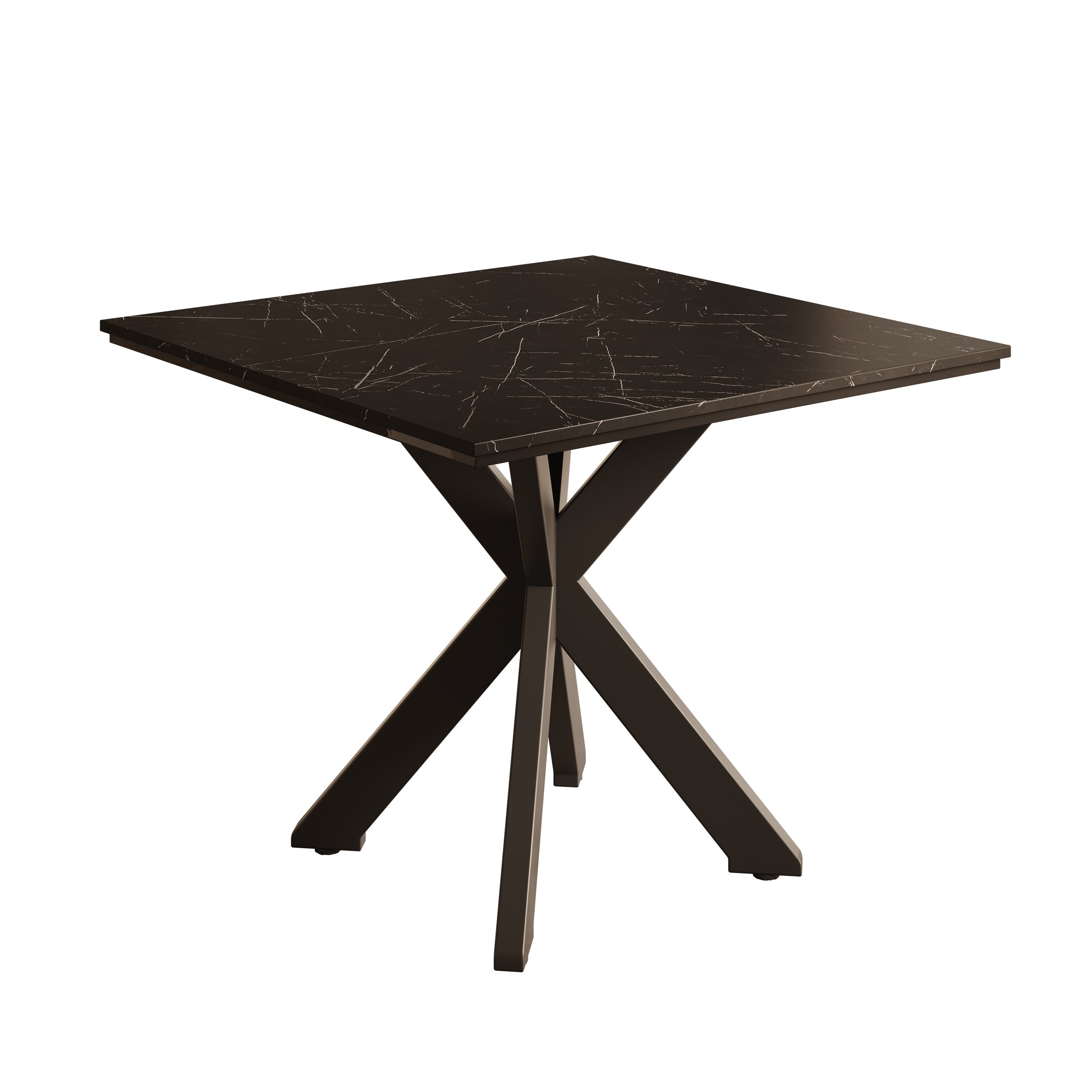 Pacey - Eetkamertafel - Zwart marmerlook - 90x90x74 cm