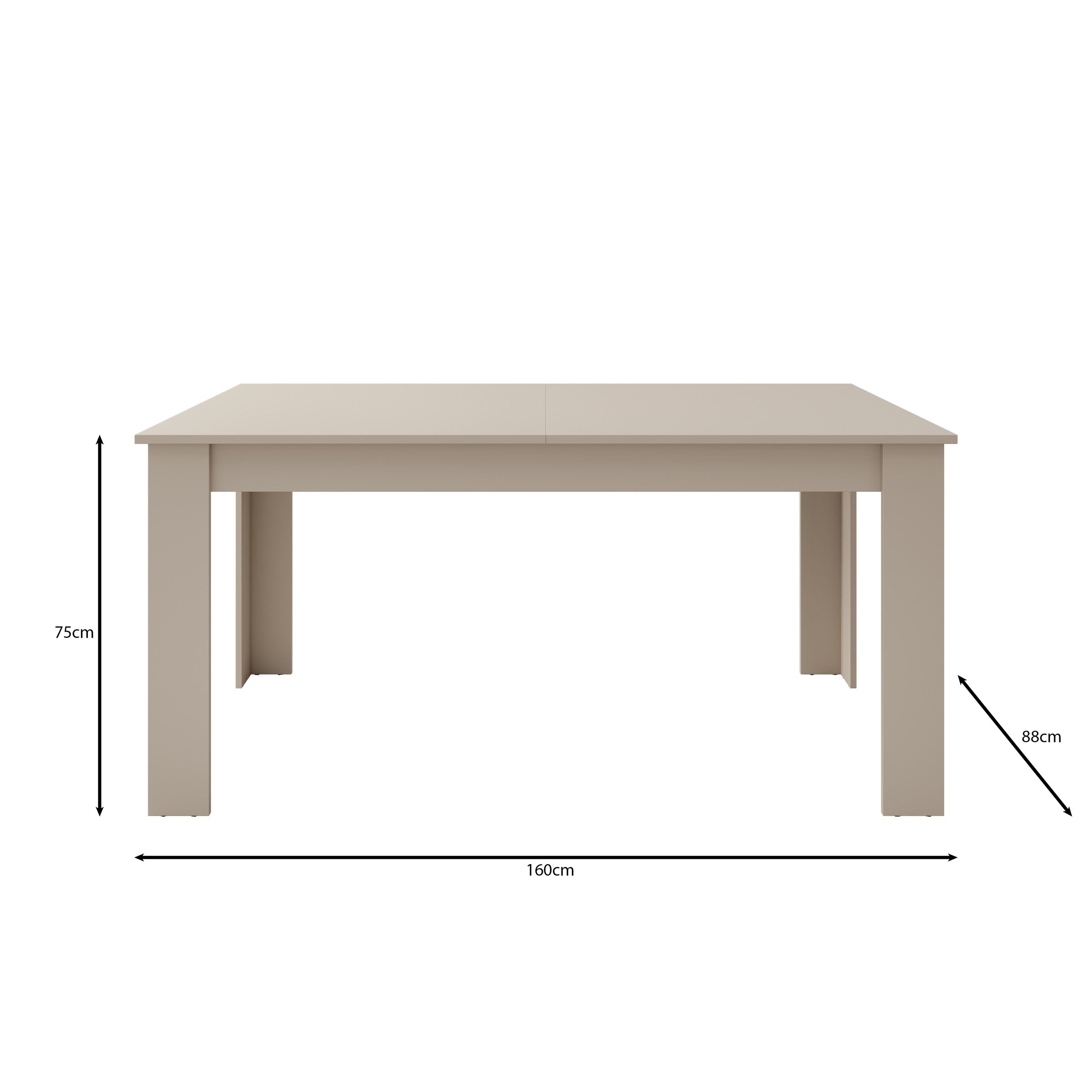 Uverta - Eetkamertafel - Beige - 166x88x75 cm