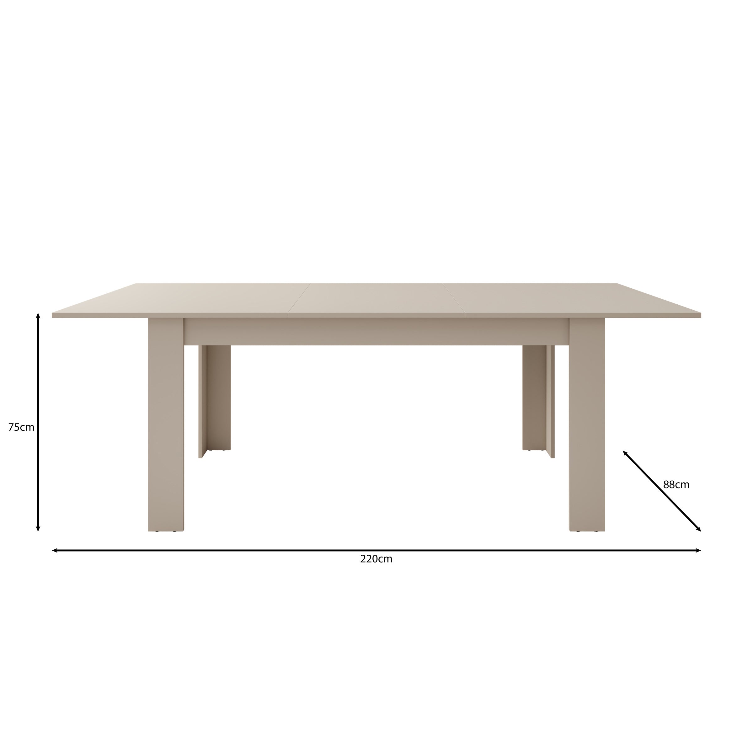 Uverta - Eetkamertafel - Beige - 166x88x75 cm