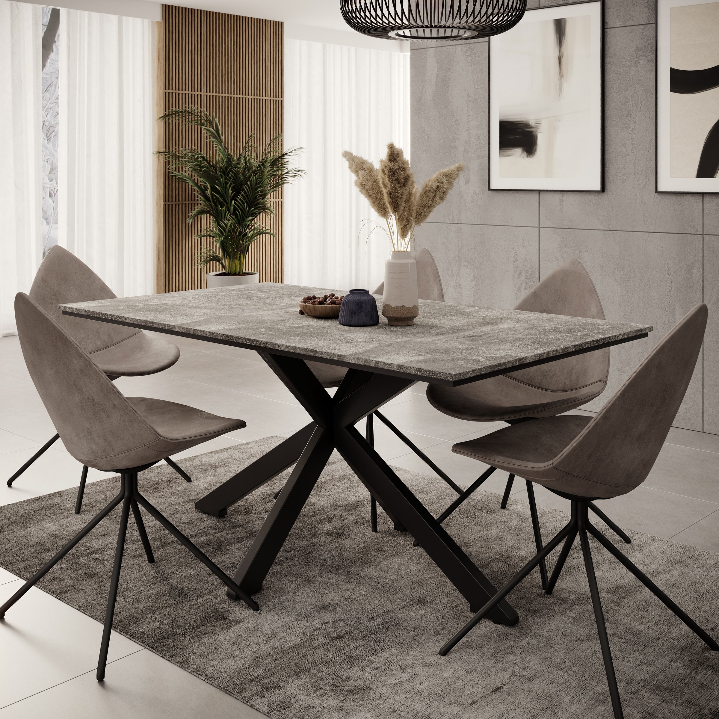 Eetkamertafel Wabe - Betonlook - 160x90x74 cm