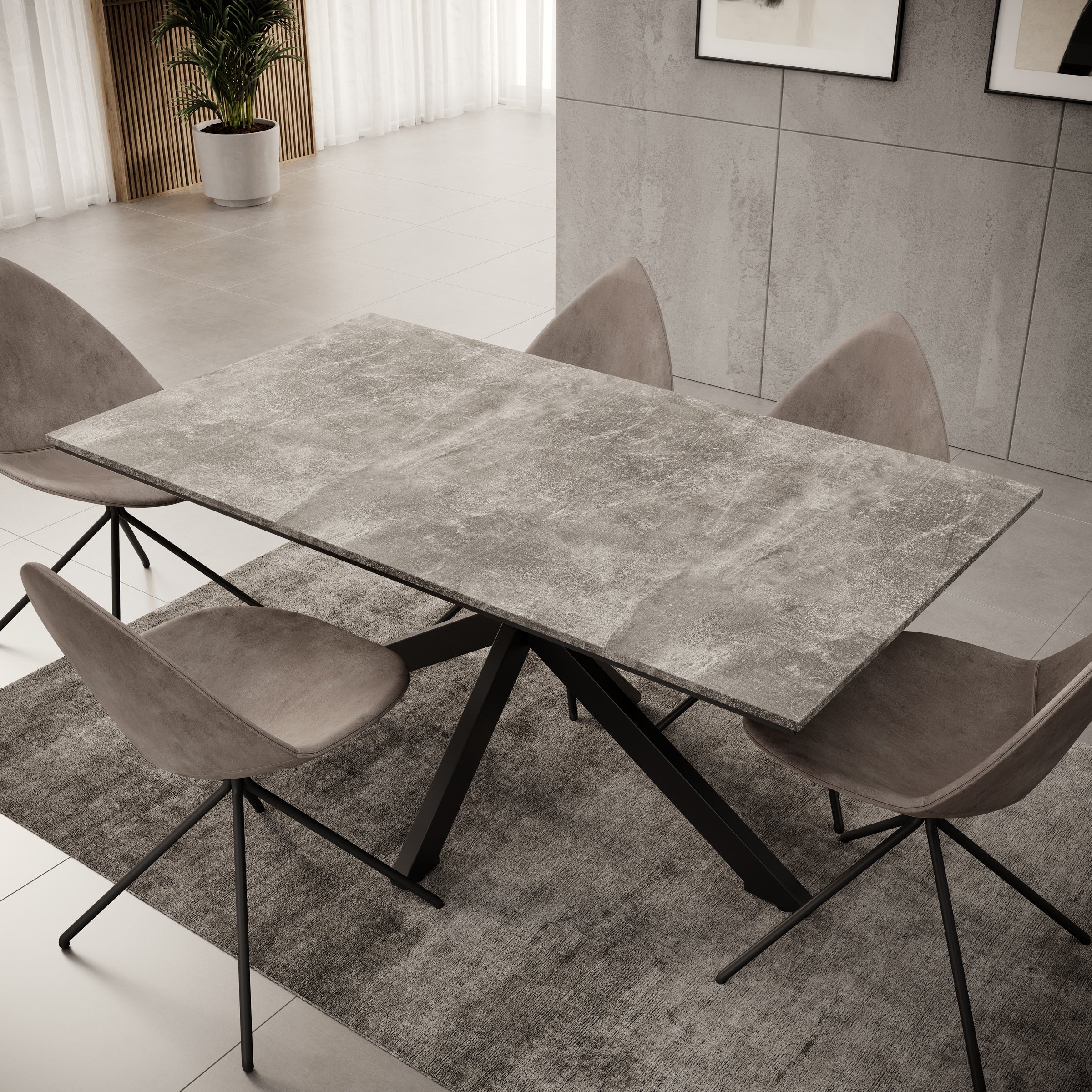 Eetkamertafel Wabe - Betonlook - 160x90x74 cm