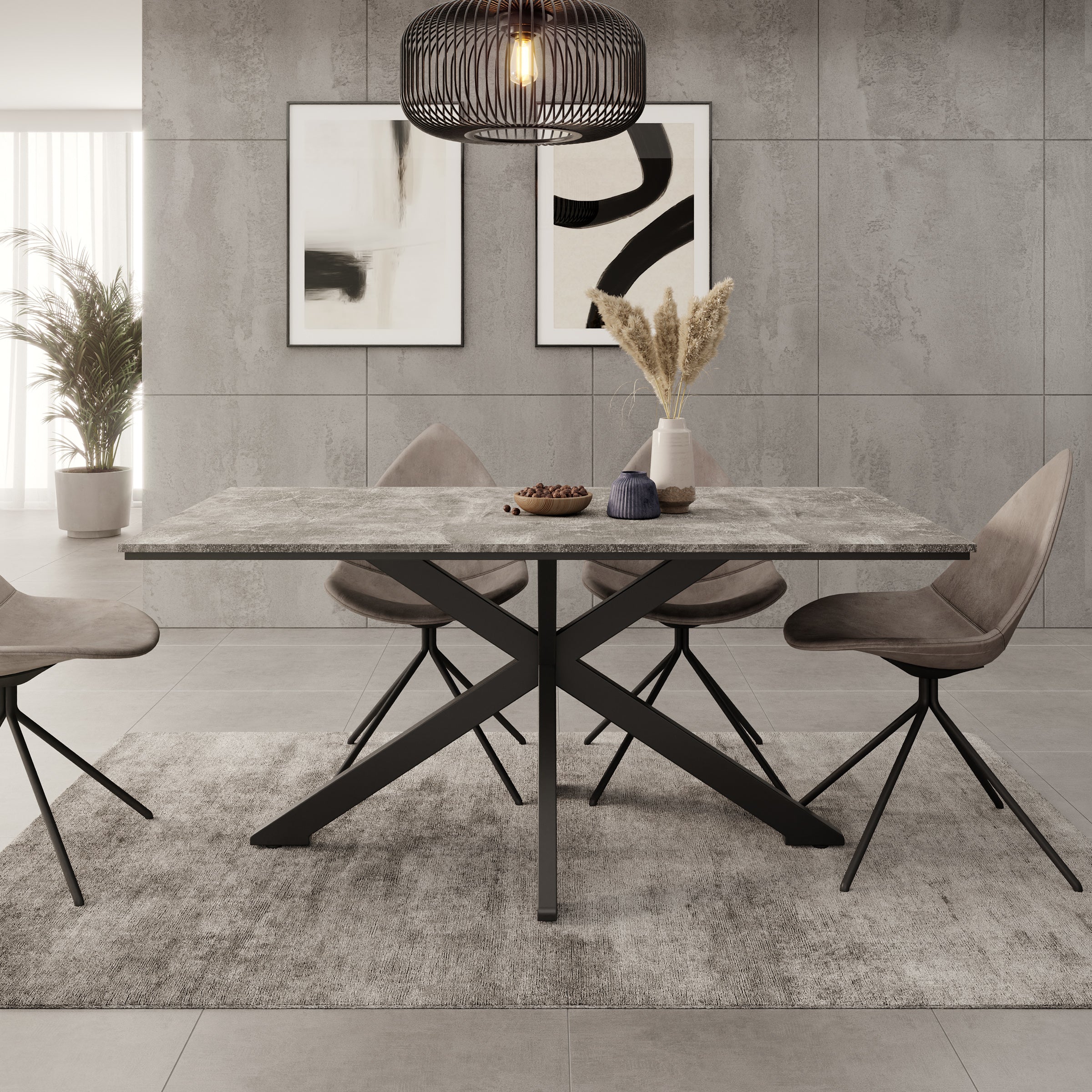Eetkamertafel Wabe - Betonlook - 160x90x74 cm