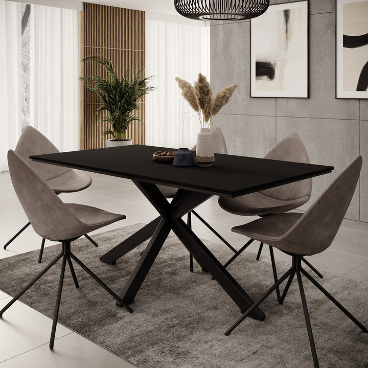 Eetkamertafel Wabe - Zwart - 160x90x74 cm
