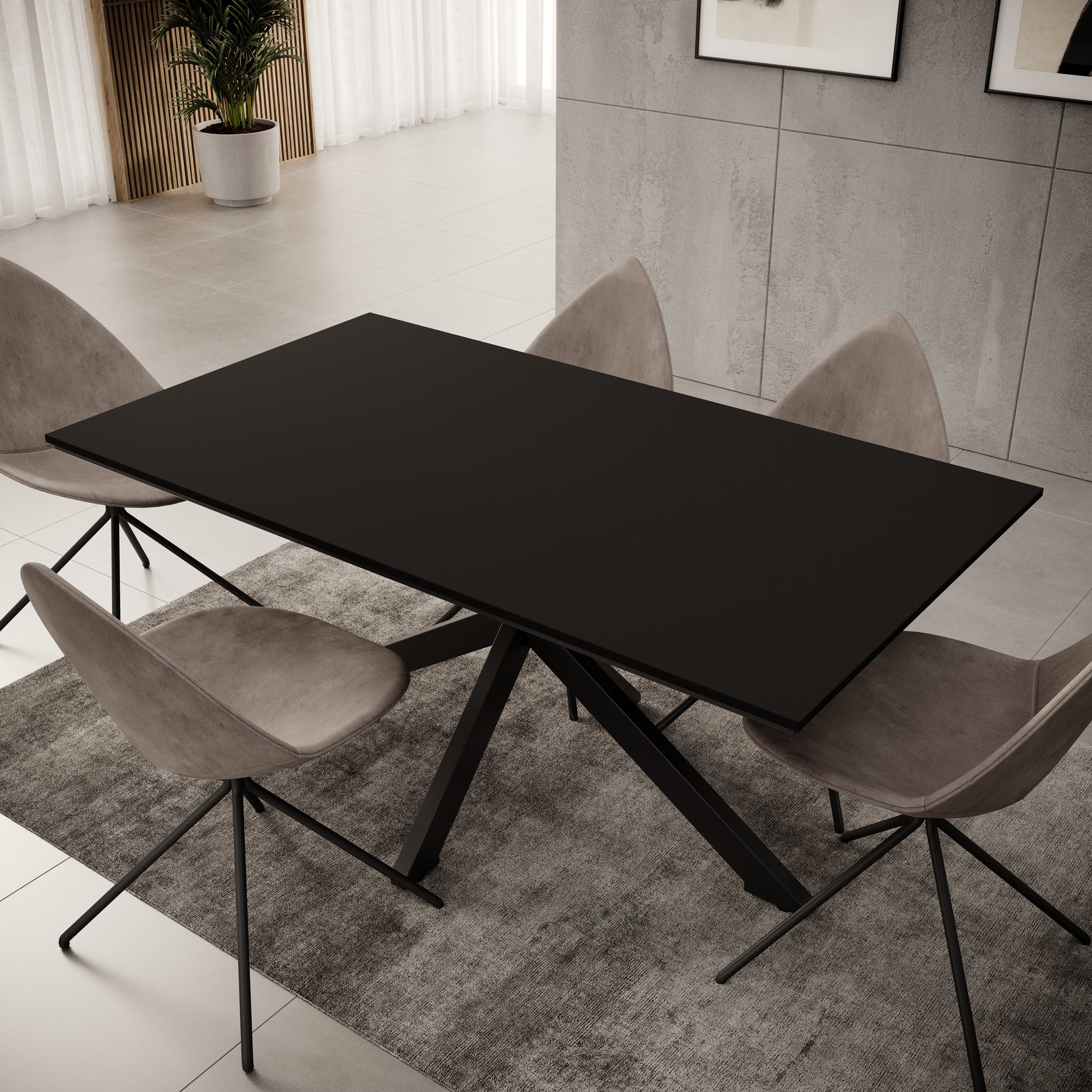 Eetkamertafel Wabe - Zwart - 160x90x74 cm