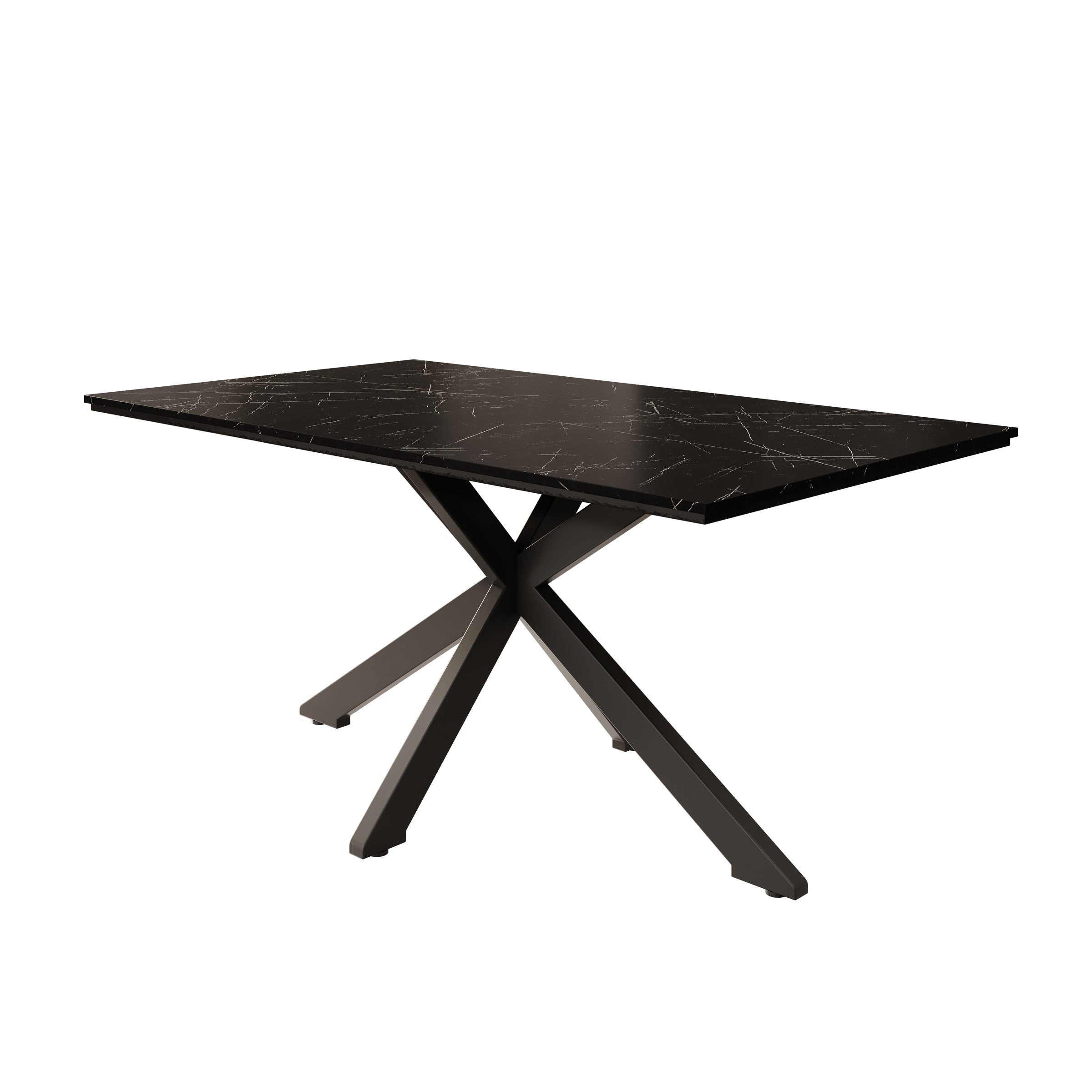 Eetkamertafel Wabe - Zwart marmerlook - 160x90x74 cm