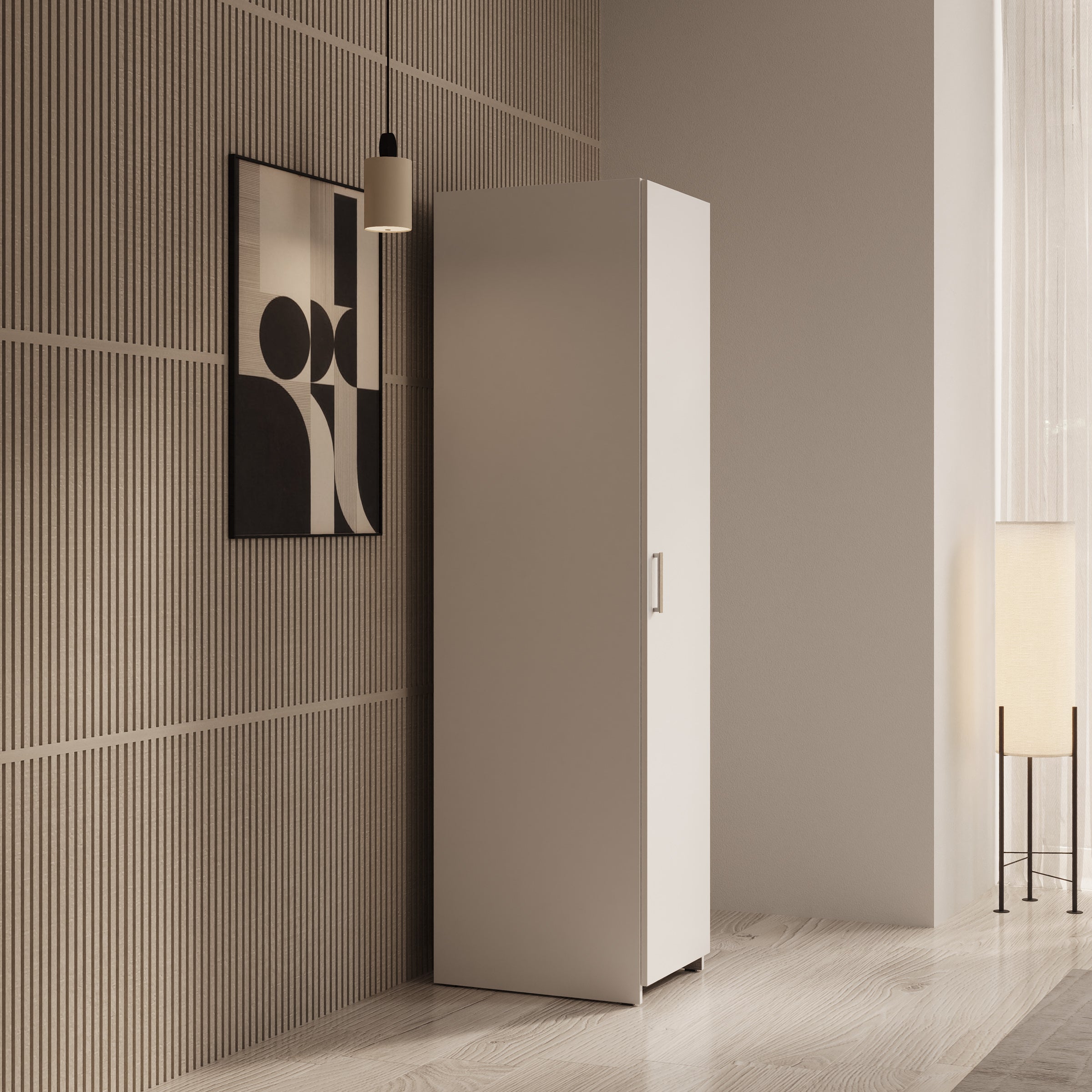 Elario - Kledingkast 1 deurs - Wit - 40x54x191 cm