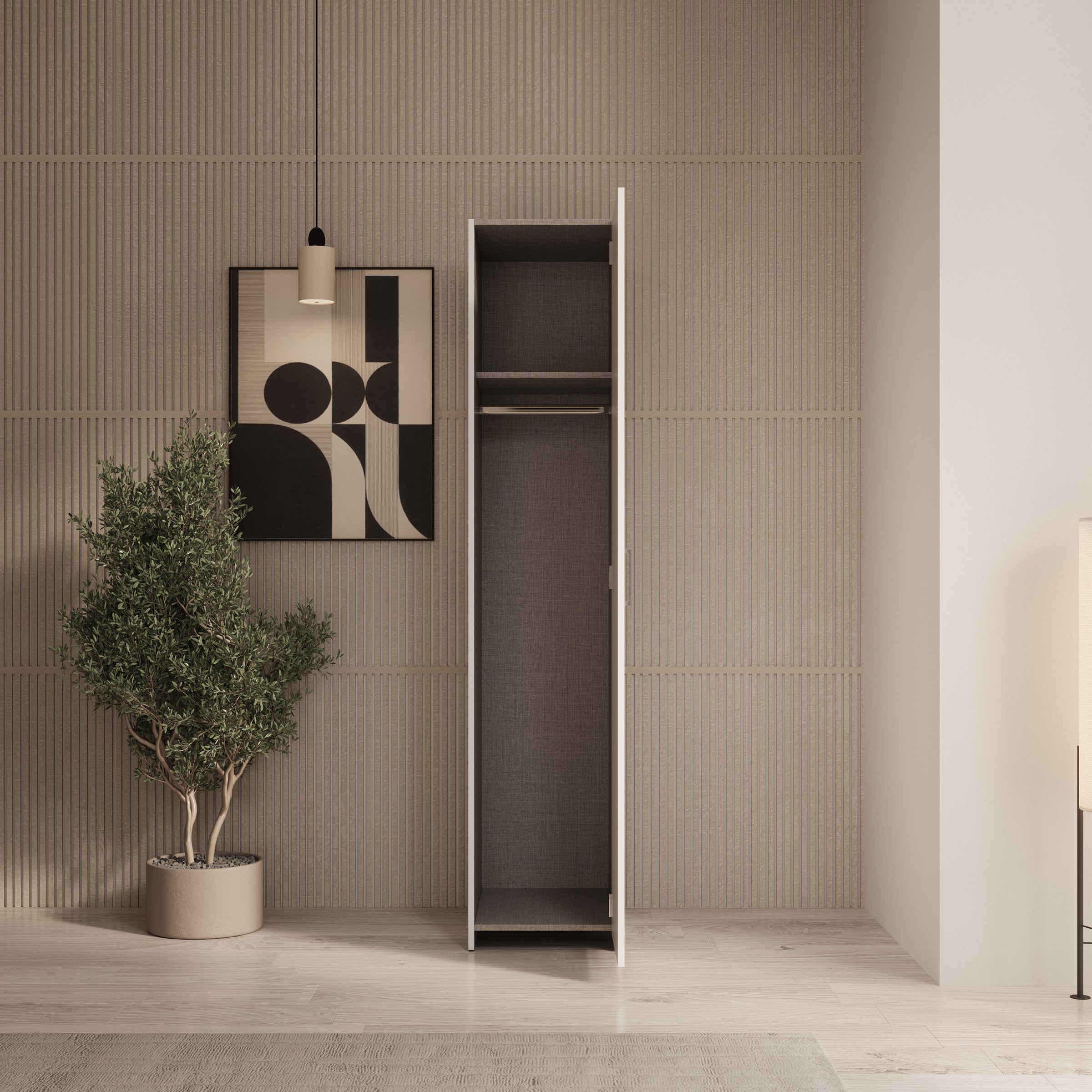 Elario - Kledingkast 1 deurs - Wit - 40x54x191 cm