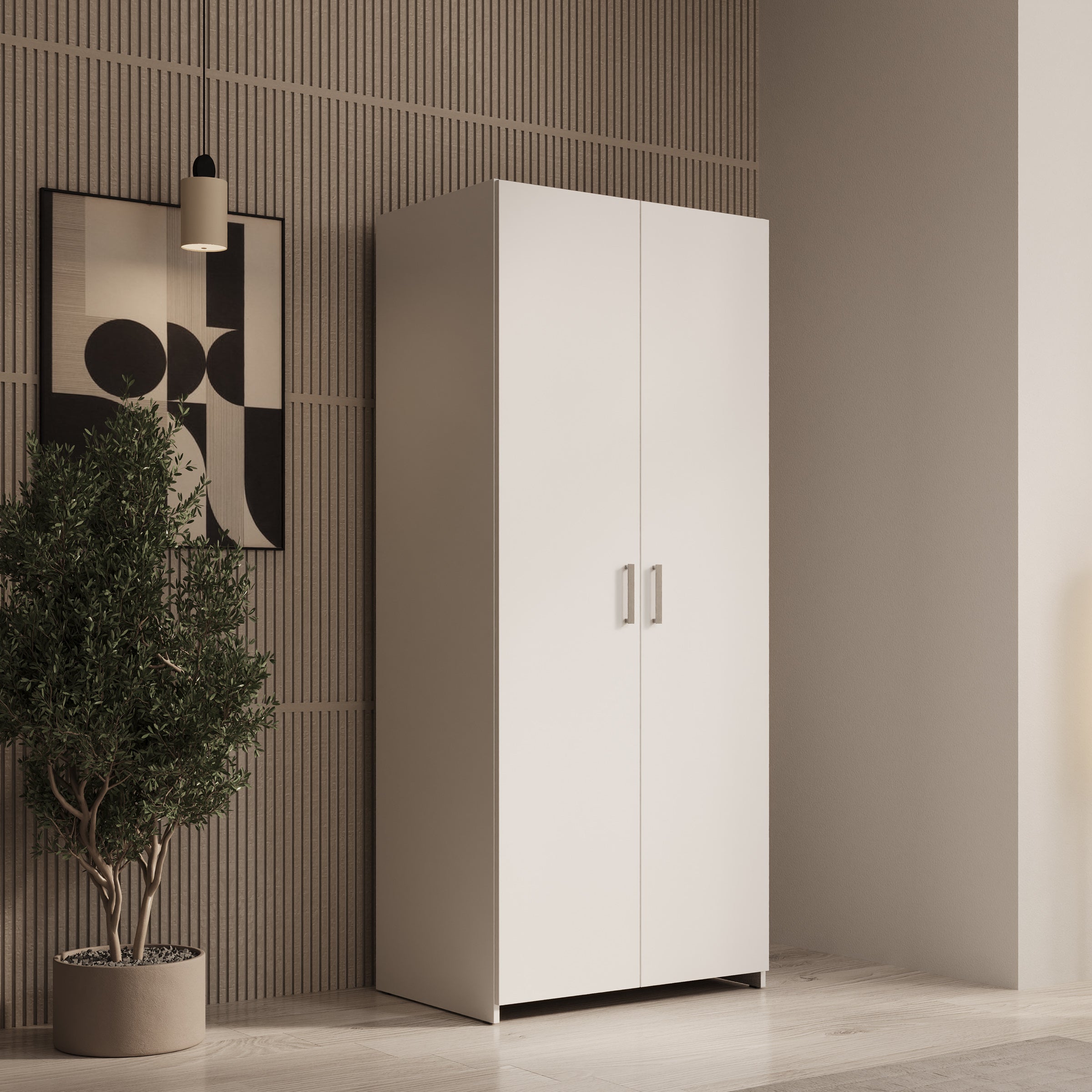 Elario - Kledingkast 2 deurs - Wit - 80x54x191 cm