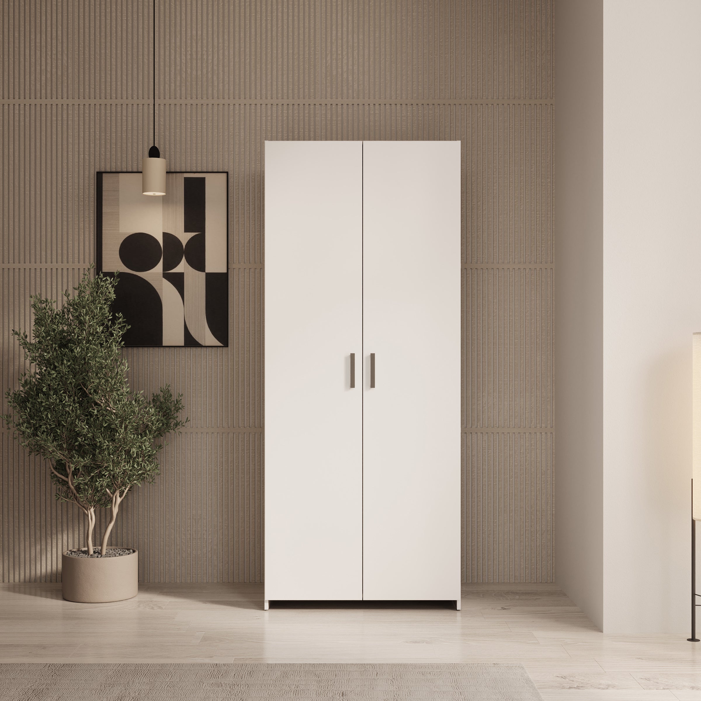 Elario - Kledingkast 2 deurs - Wit - 80x54x191 cm