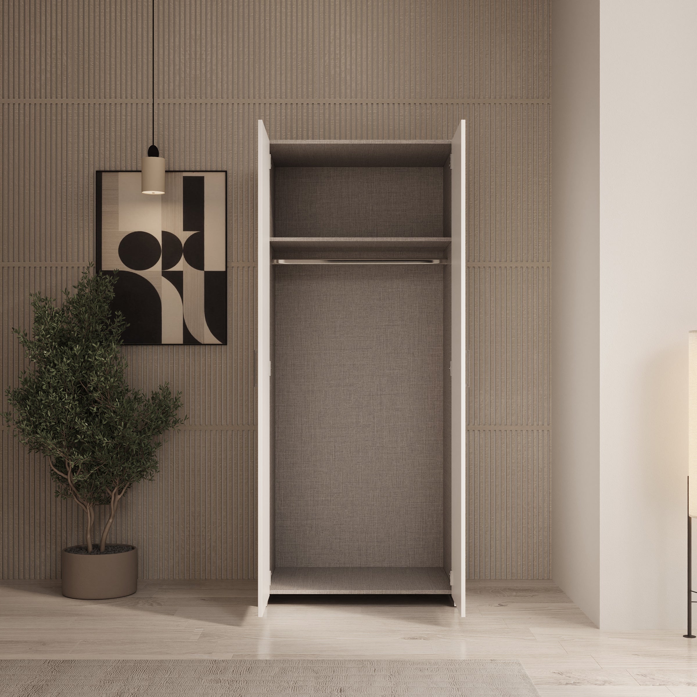 Elario - Kledingkast 2 deurs - Wit - 80x54x191 cm