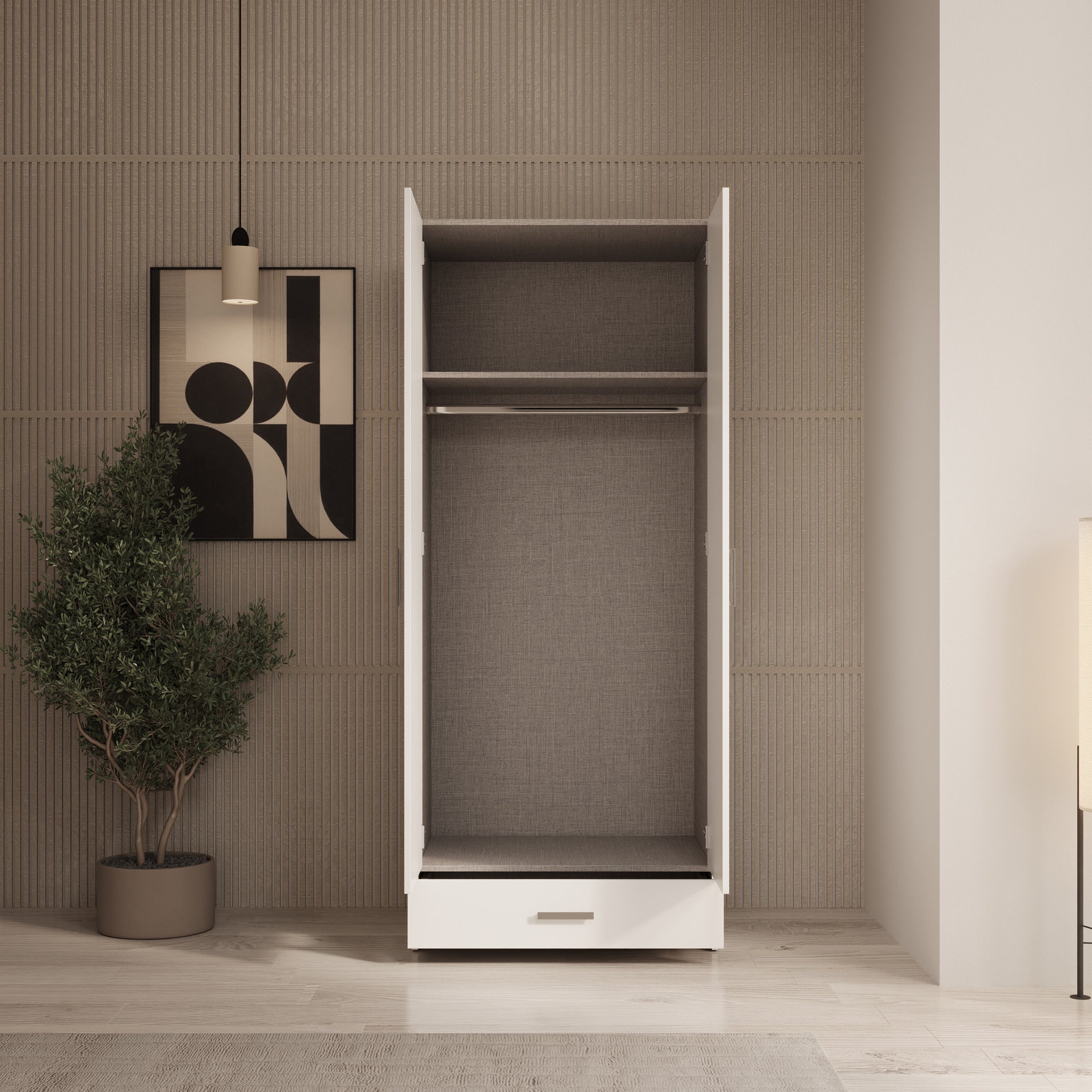 Elario - Kledingkast met 2 deuren - Wit - 80x54x191 cm