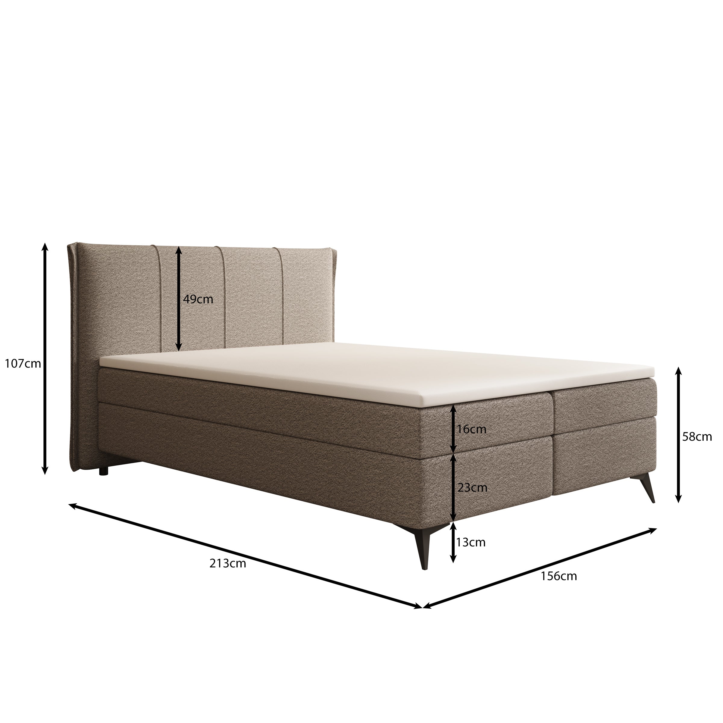 Elderton - Boxspring met opbergruimte - Stof beige - 140x200 cm