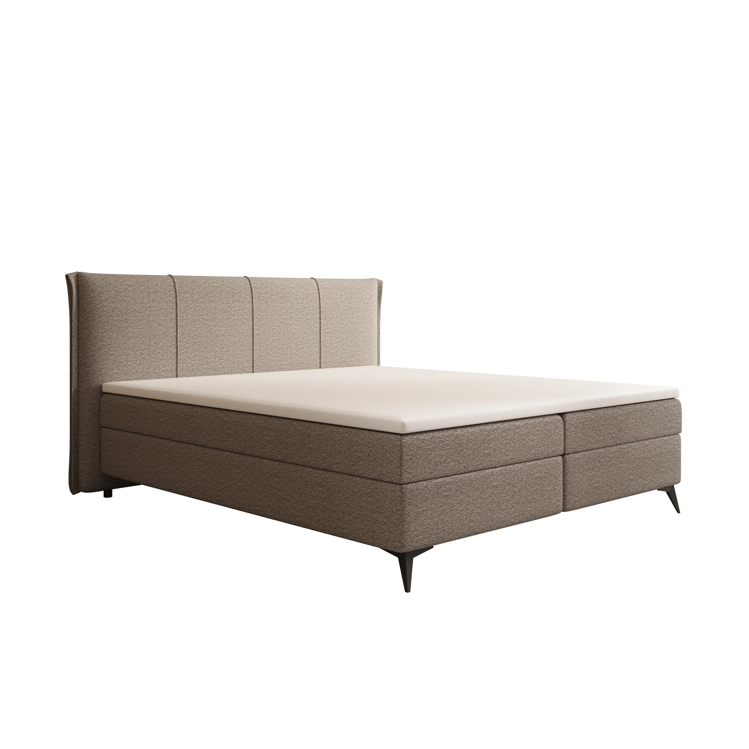 Elderton - Boxspring met opbergruimte - Stof beige - 180x200 cm