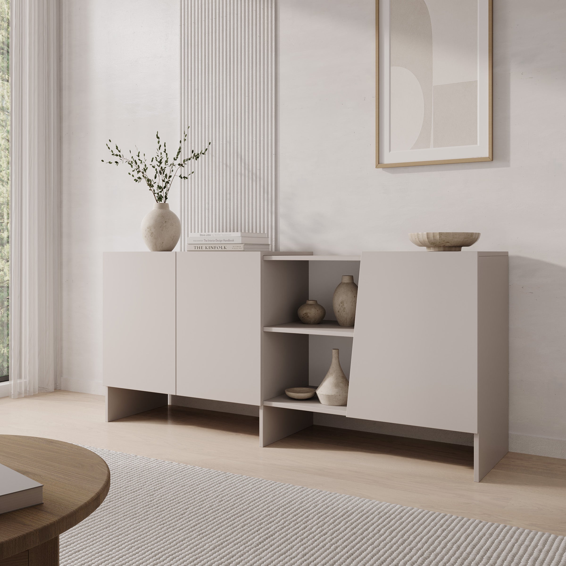 Eldric - Dressoir - Beige - 160x40x73 cm