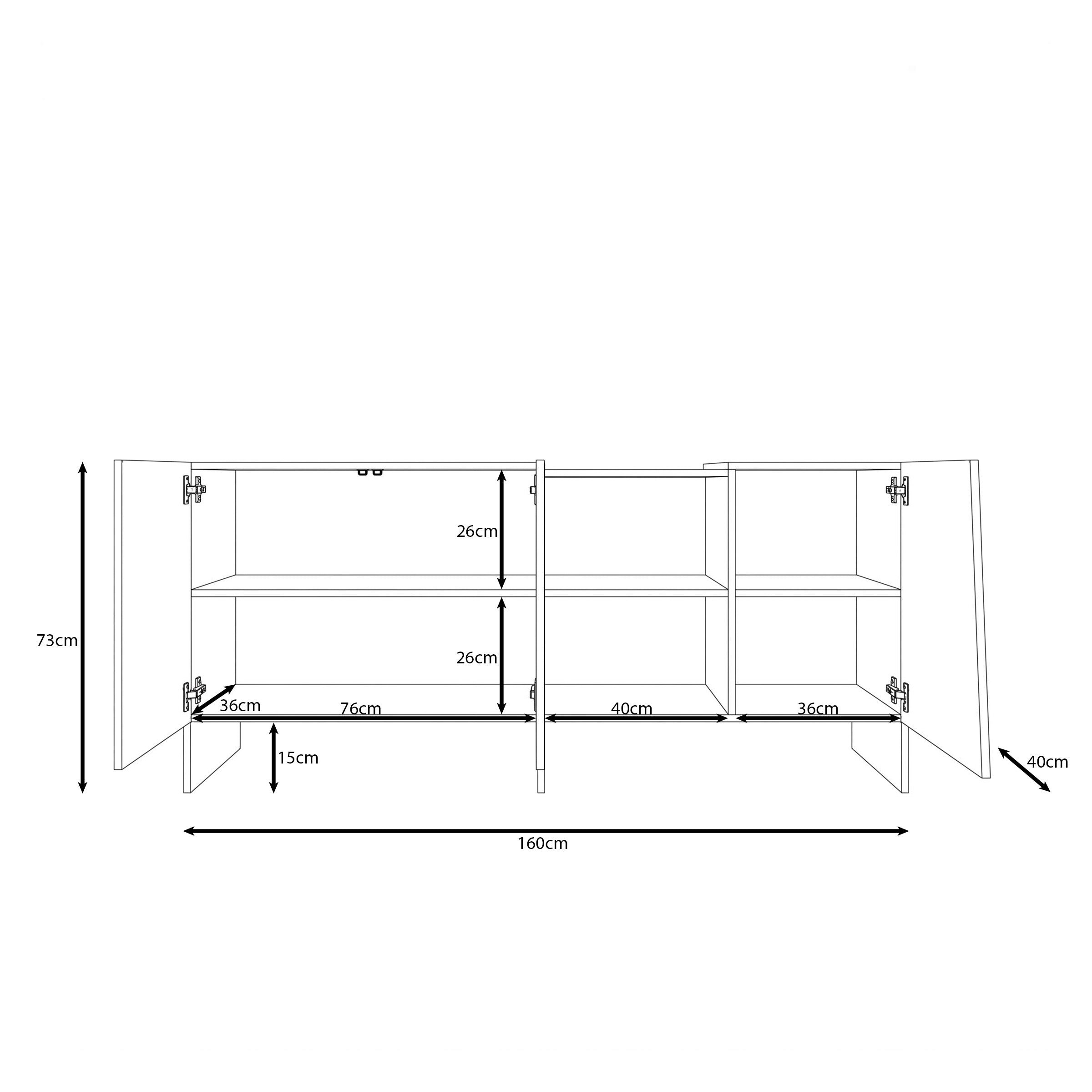Eldric - Dressoir - Beige - 160x40x73 cm