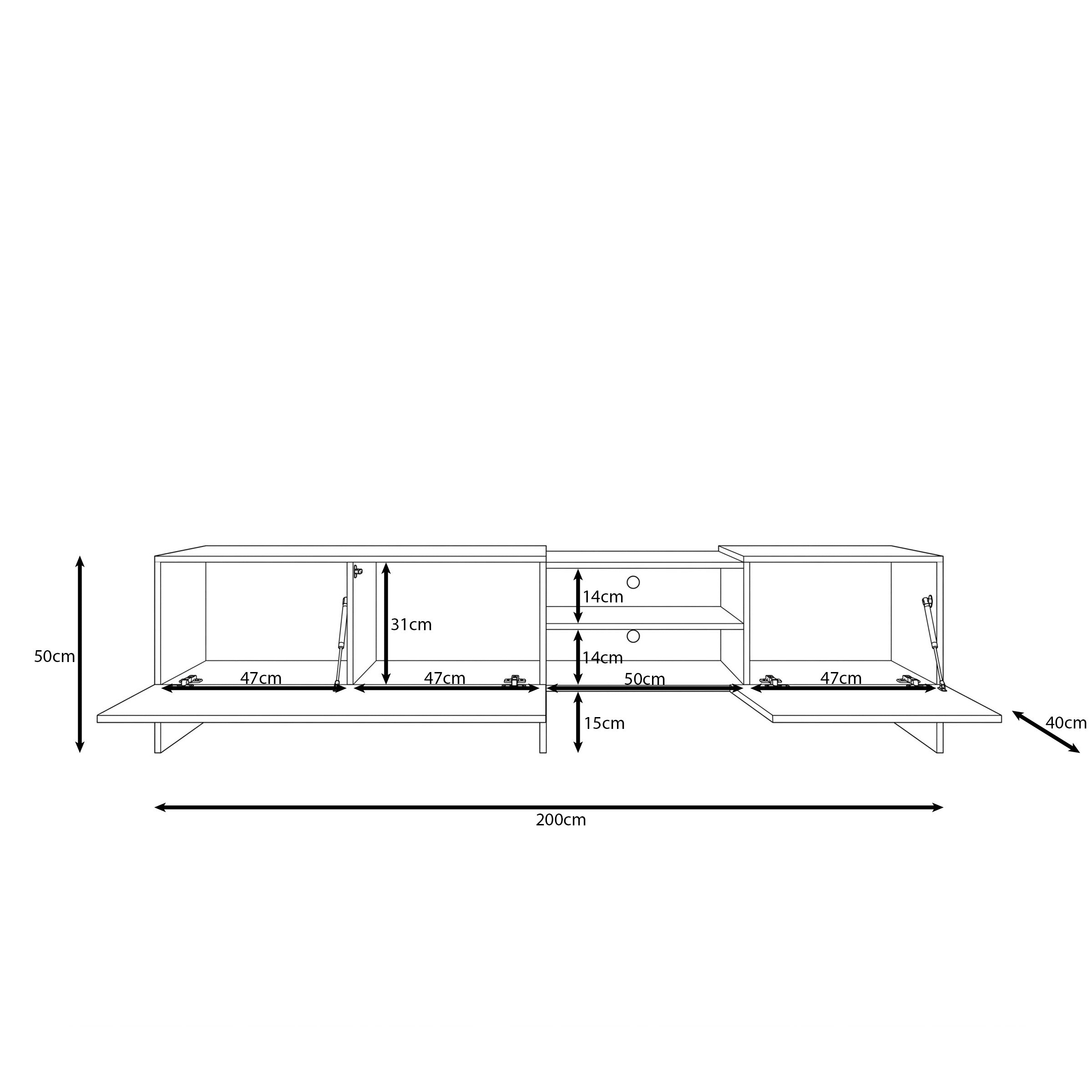Eldric - TV-Meubel - Beige - 200x40x50 cm