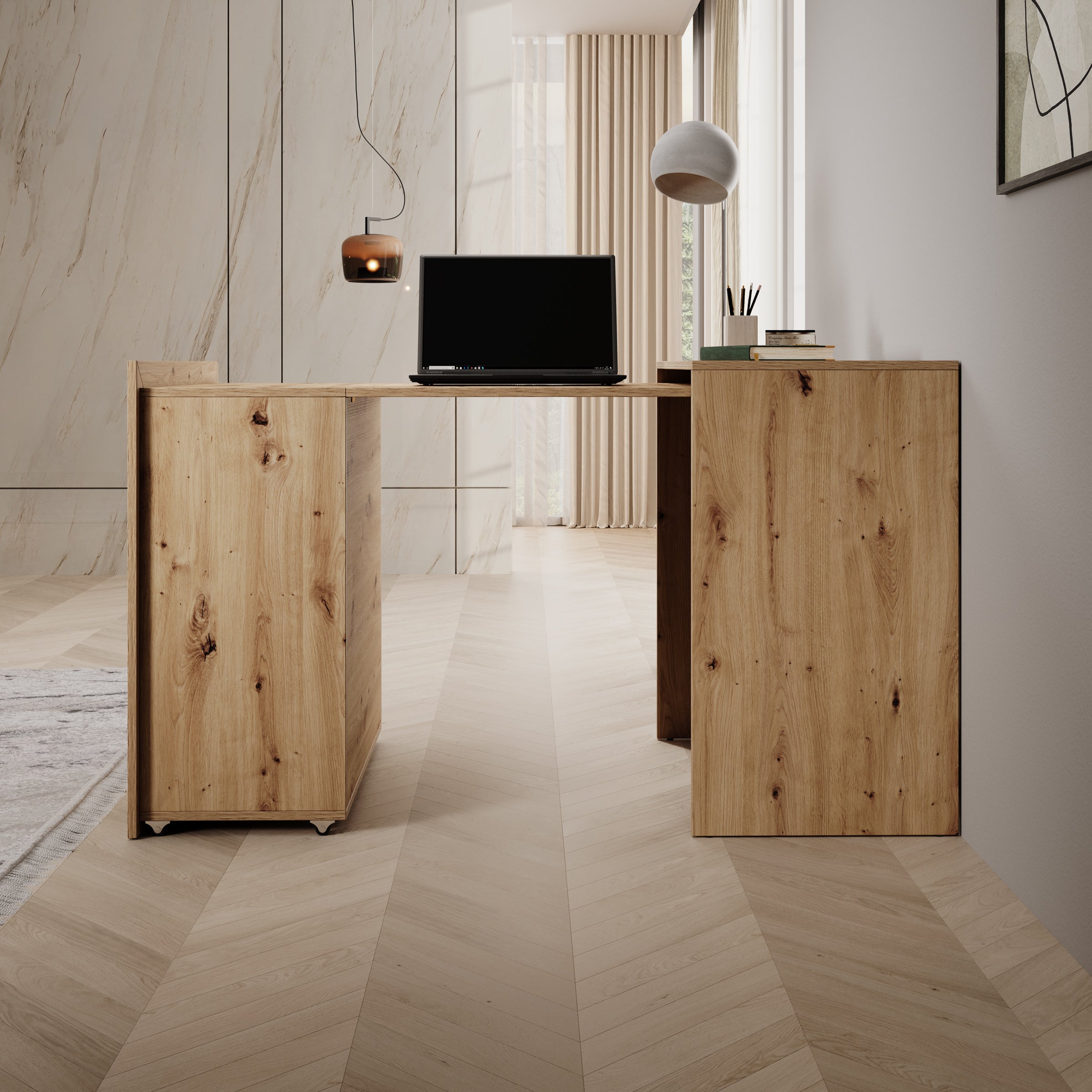 Emino - Bureau - Eikenpatroon - 72x47x79 cm