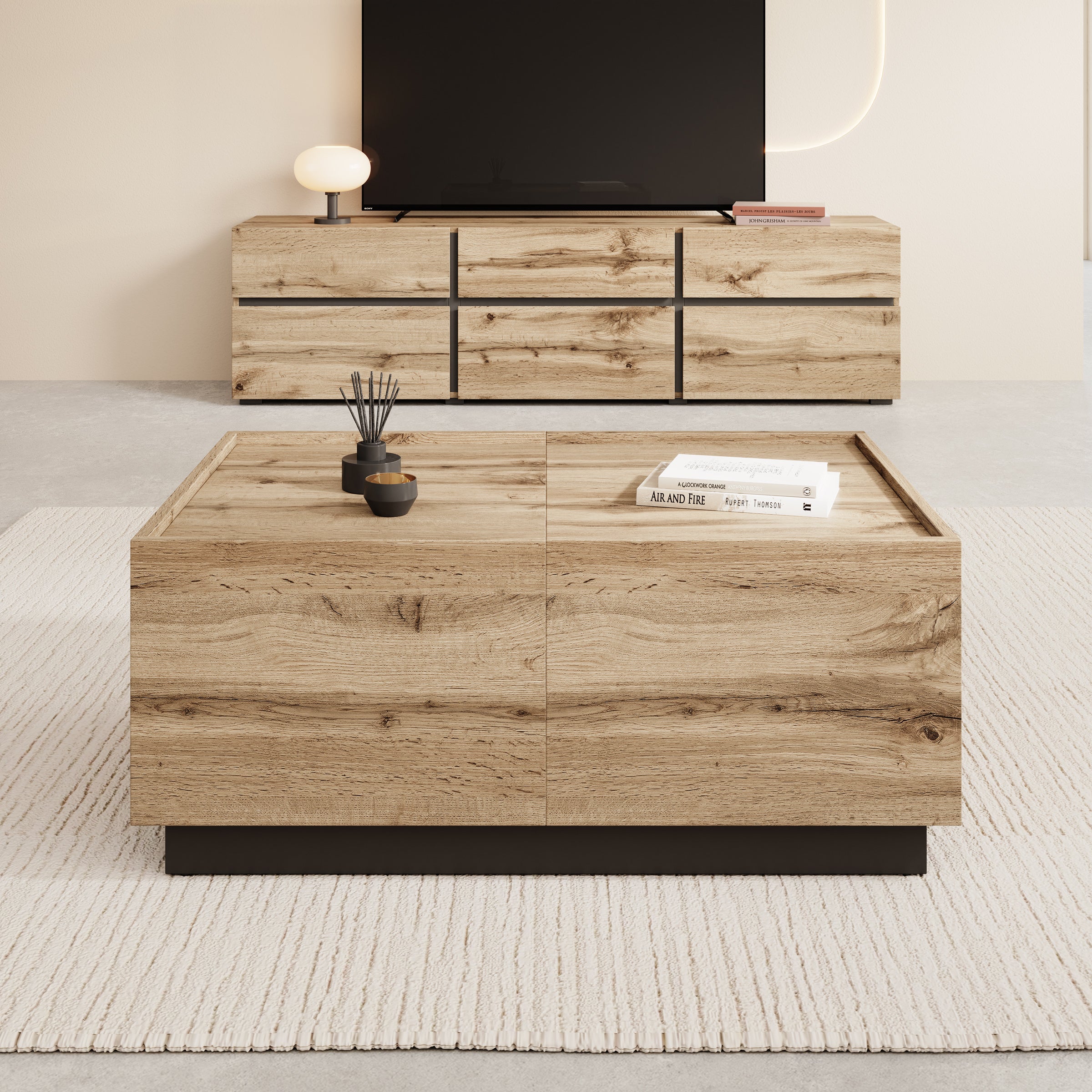 Emino - Salontafel - Eikenpatroon - 90x58x38 cm