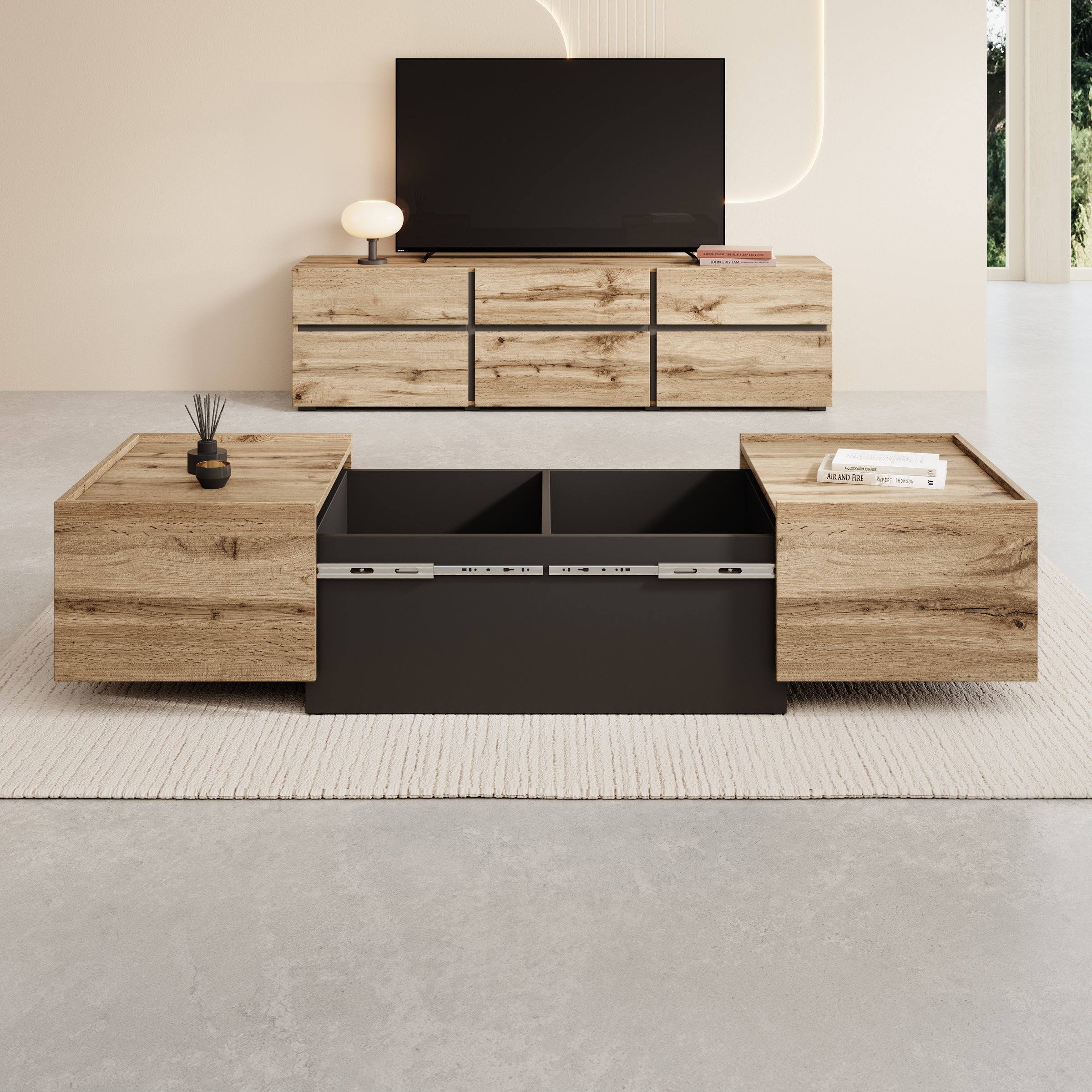 Emino - Salontafel - Eikenpatroon - 90x58x38 cm